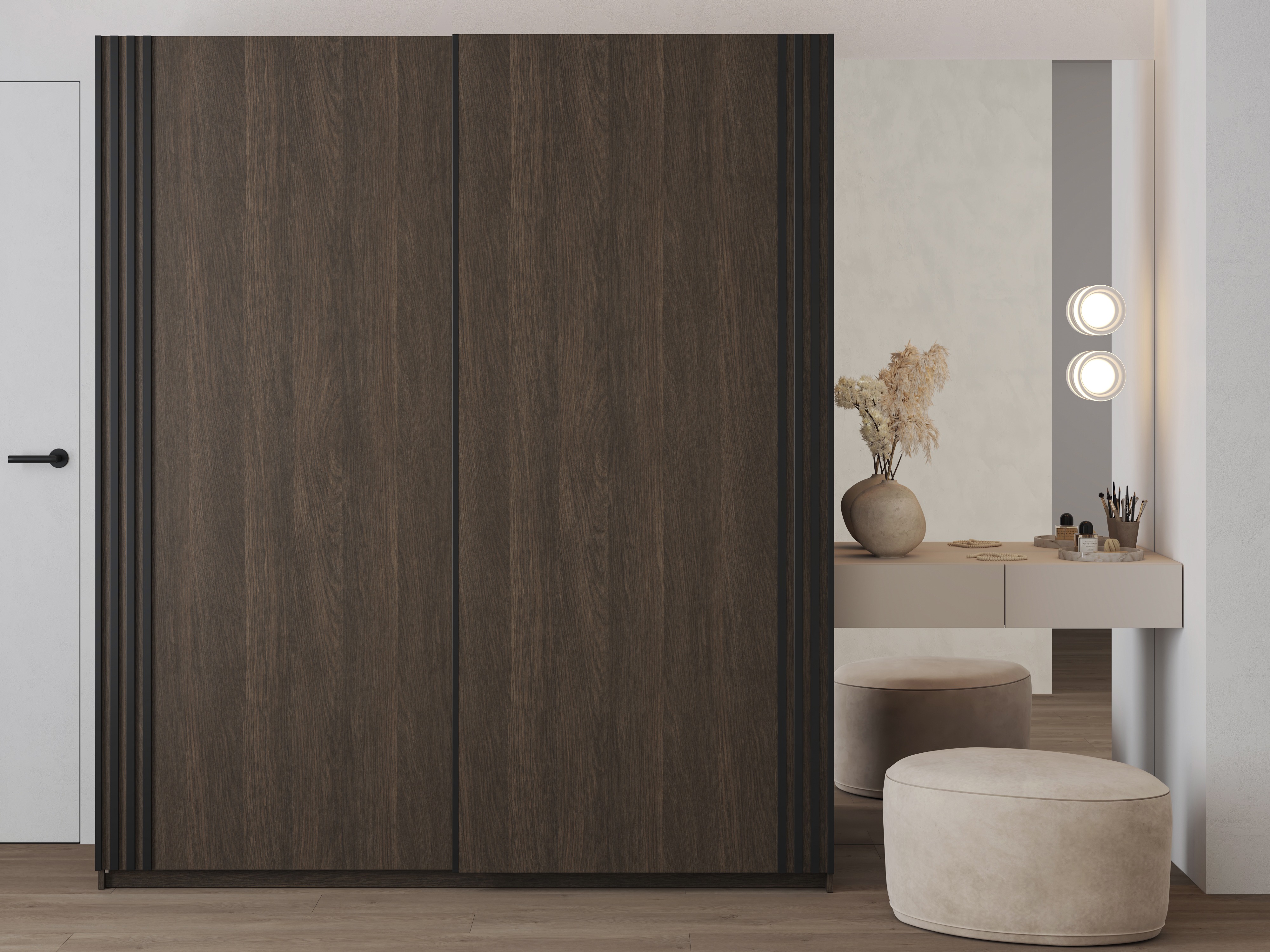 Wardrobe Austin 372 (Dark oak + Black)