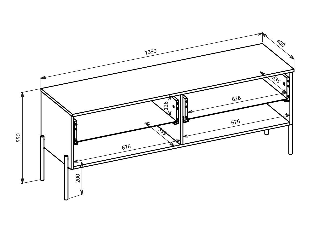 Έπιπλο τηλεόρασης Levtenu 109 (Δρυς + Κασμίρι)