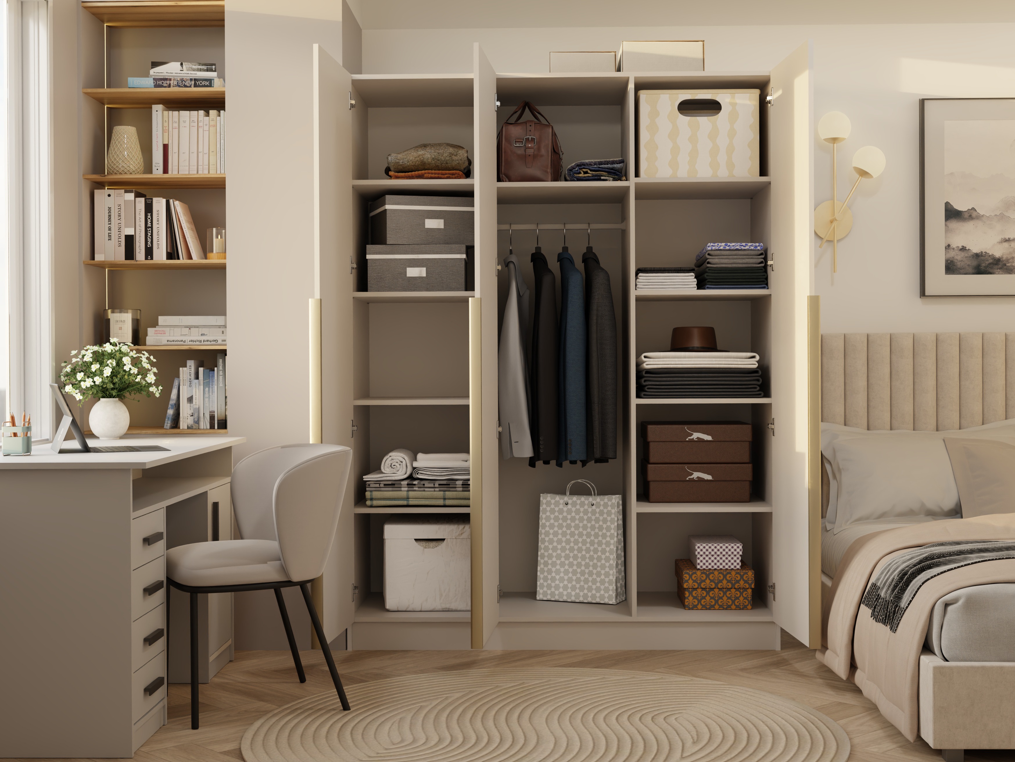 Wardrobe Mandeville 369 (Cashmere + Golden)
