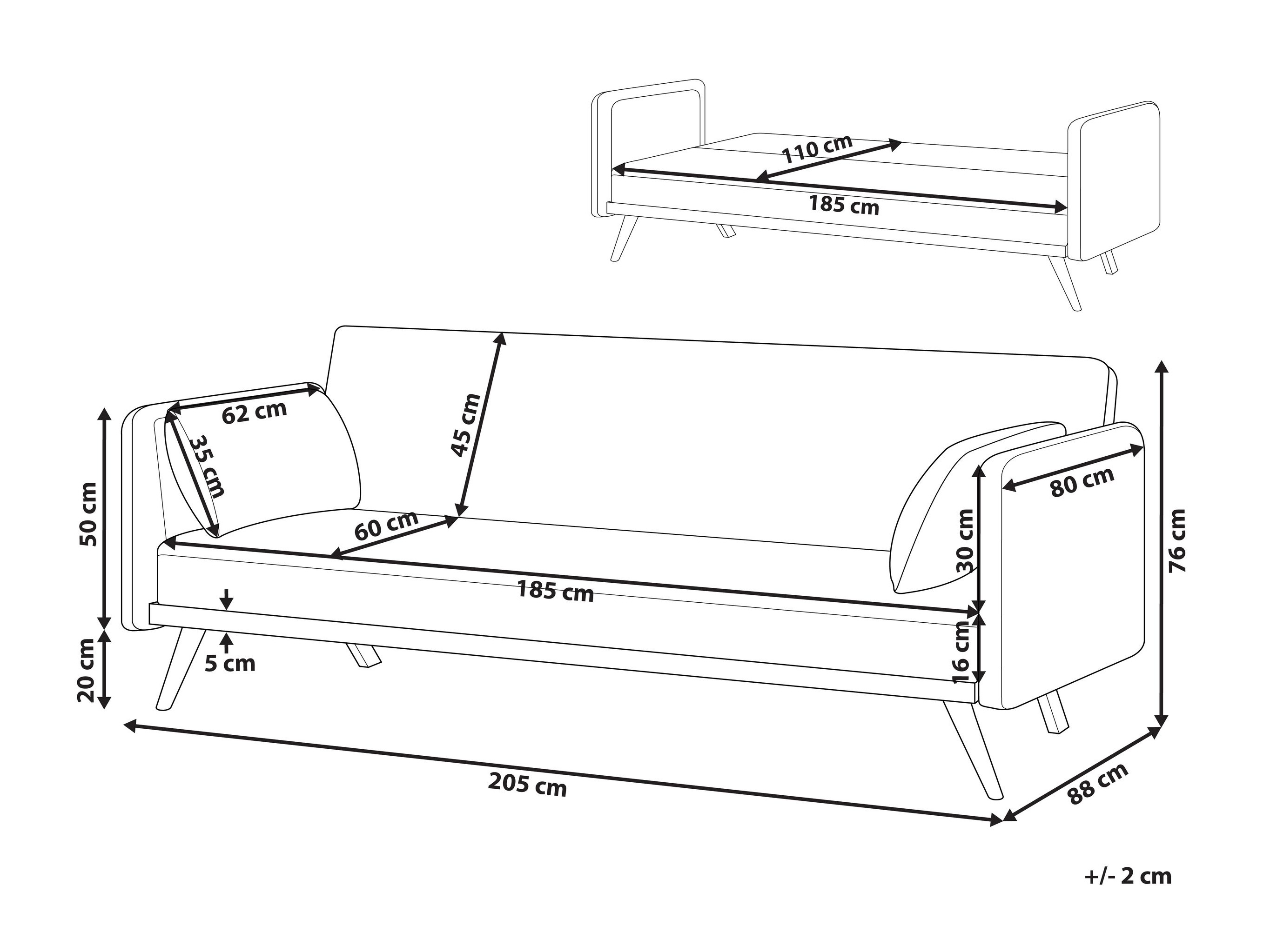 Καναπές-κρεβάτι Berwyn 2821 (Εκρού λευκό)