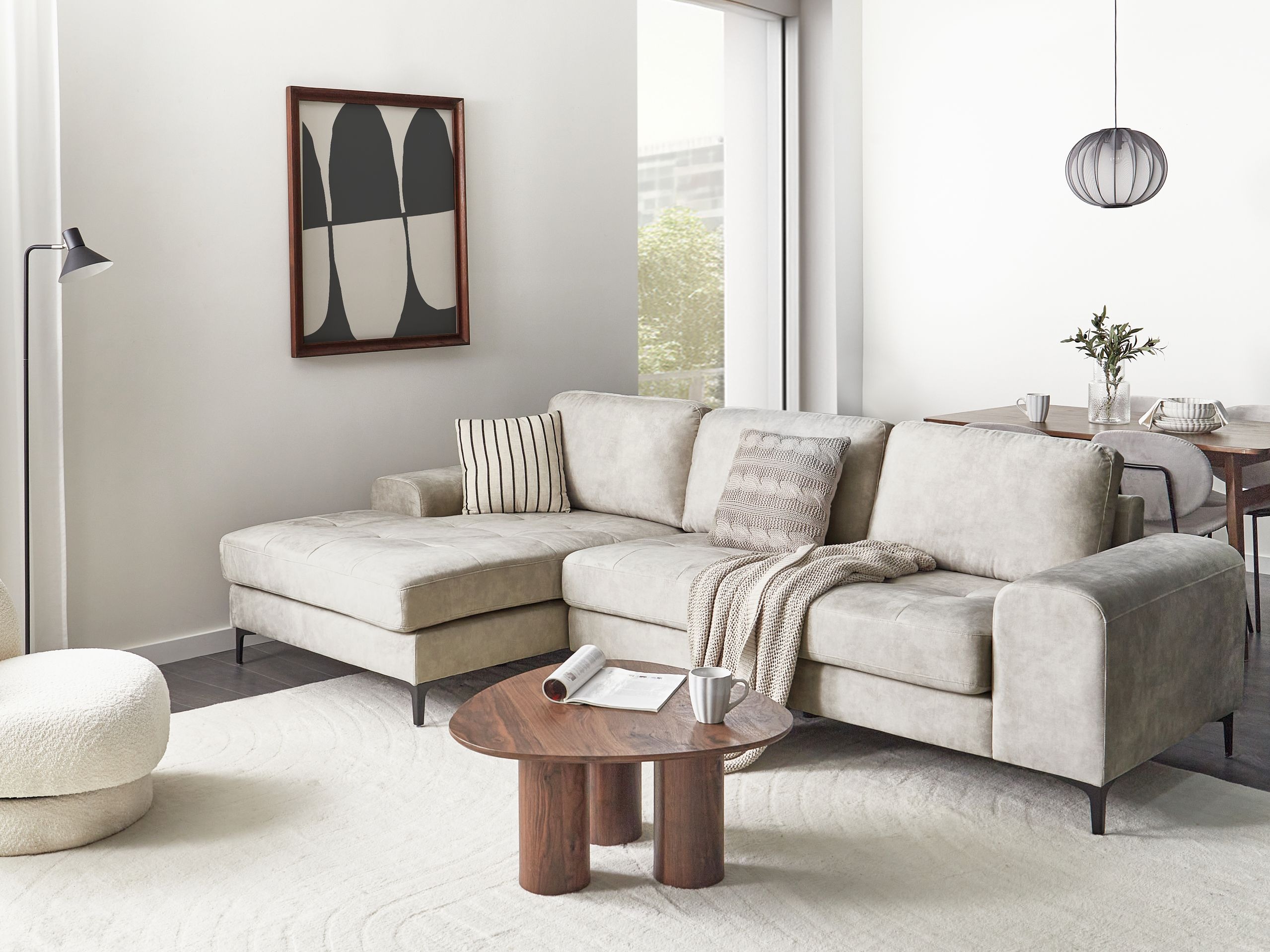 Γωνιακός Καναπές Berwyn 2825 (Ανοιχτό μπεζ)