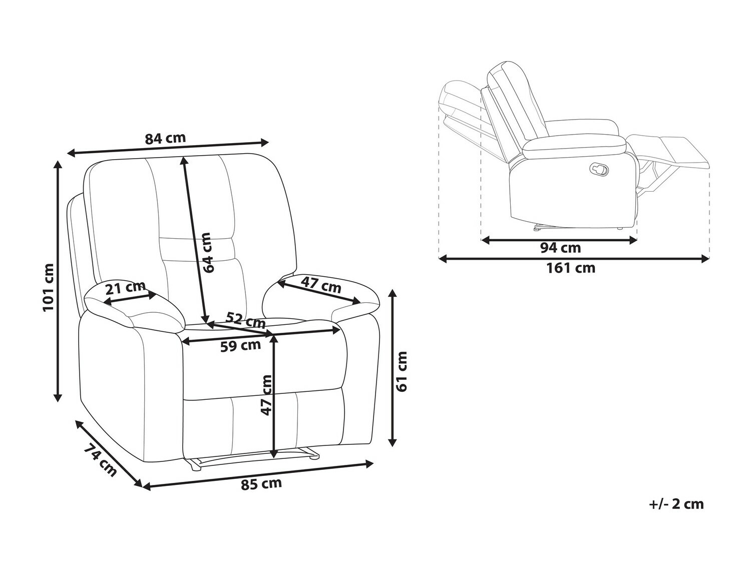 Ρυθμιζόμενη πολυθρόνα Tivlira 109 (Μπεζ)