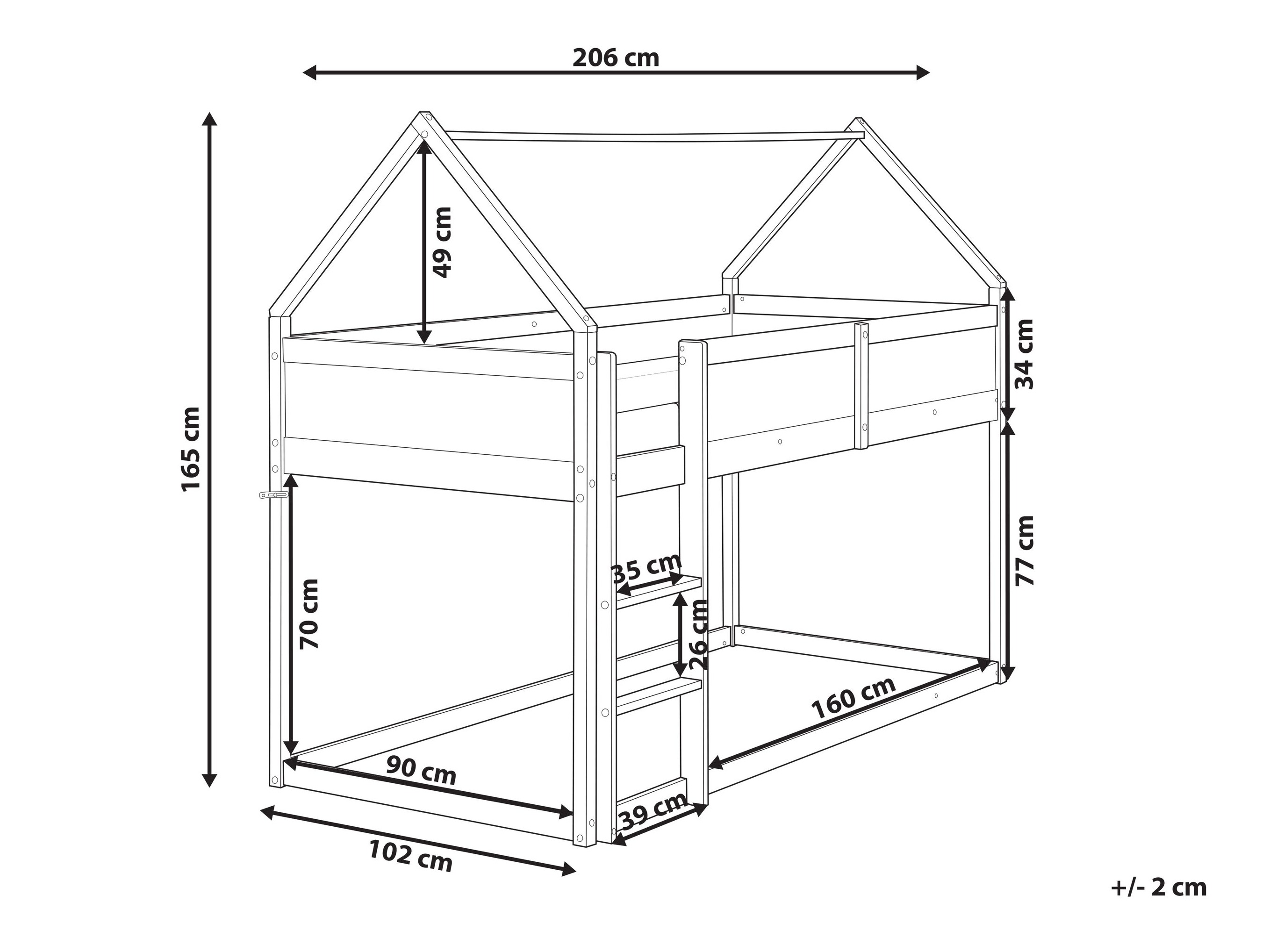 Loft bed Berwyn 2830 (Grey)