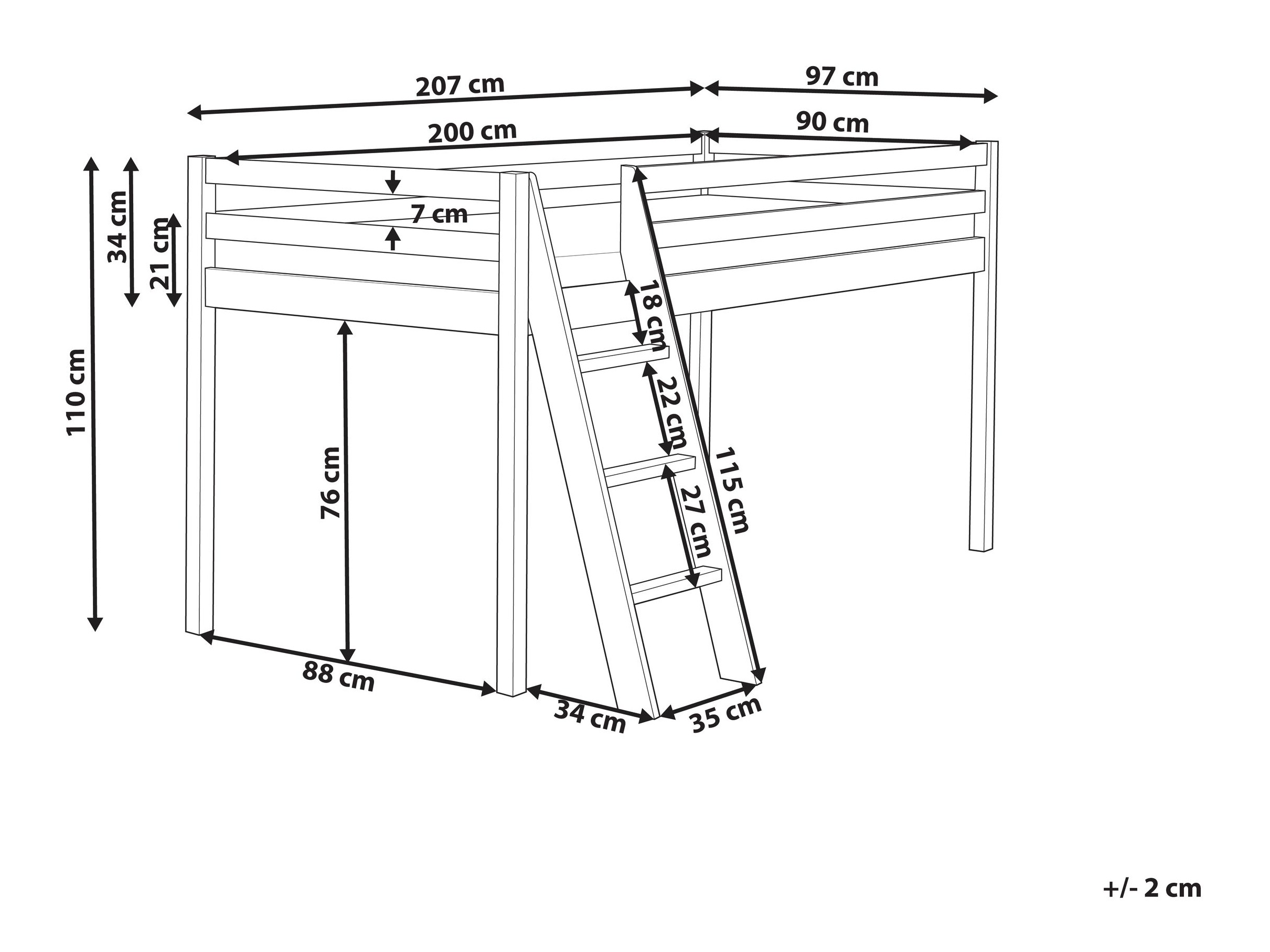 Loft bed Berwyn 2831 (White)