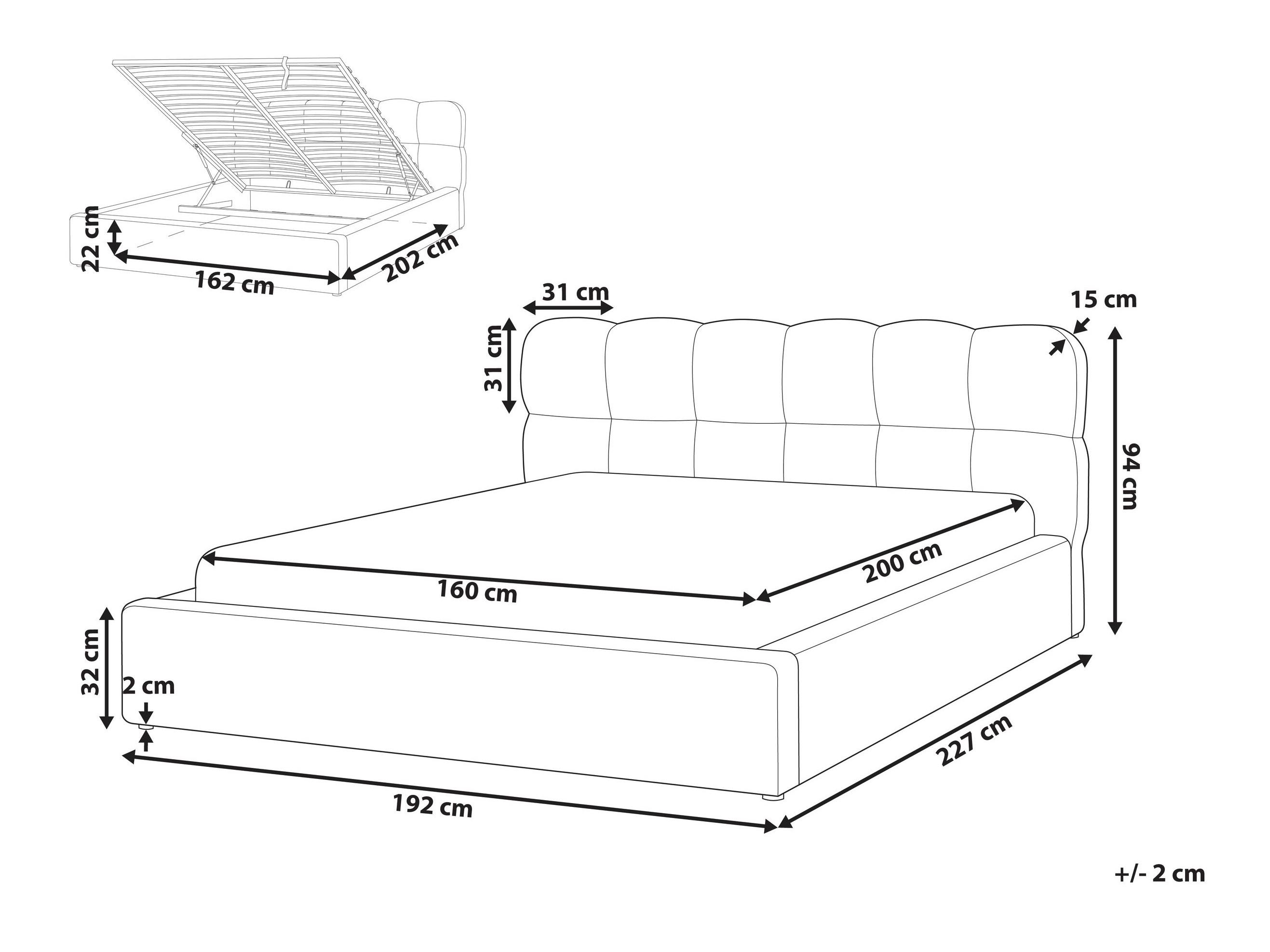 Bed Berwyn 2834 (Light beige)