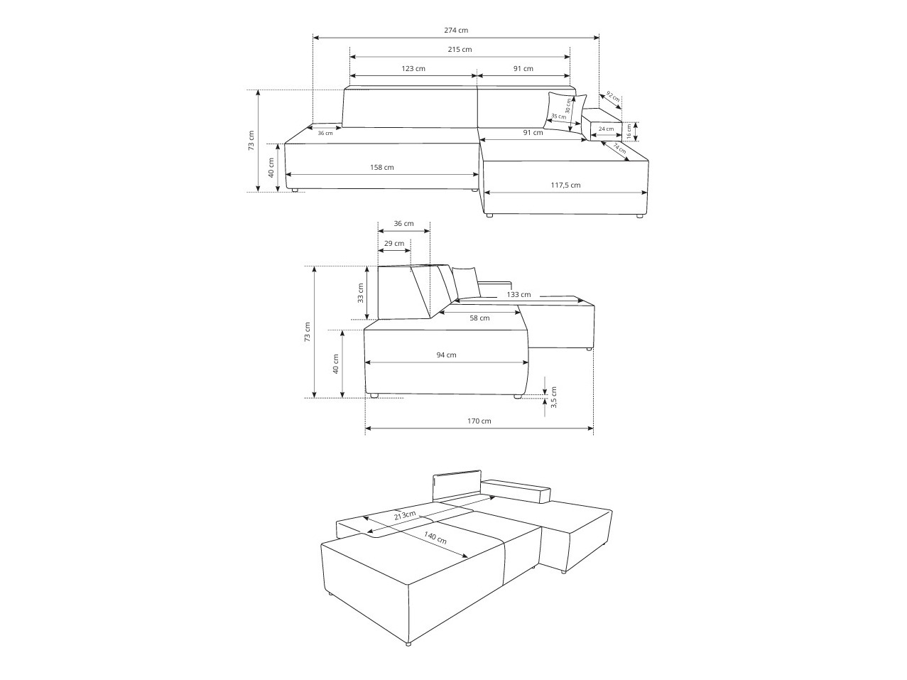 Corner sofa Kingston 187 (Dunbar 35)