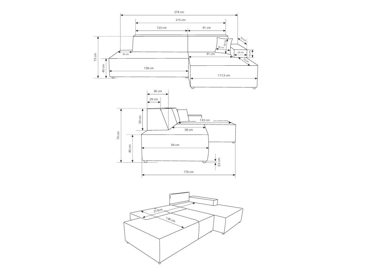 Corner sofa Kingston 187 (Tilia 86)
