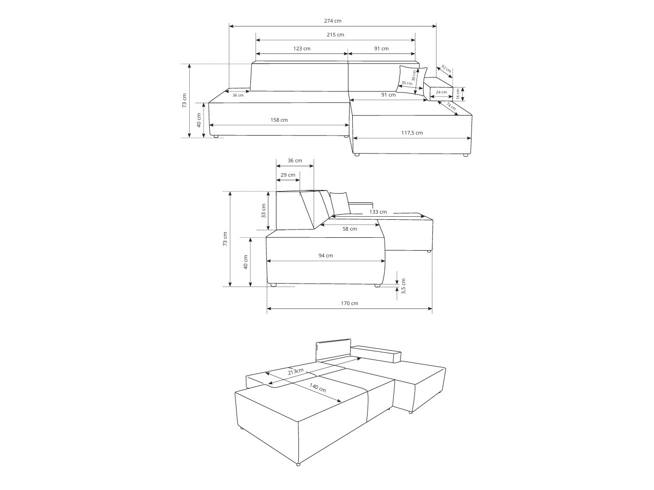 Corner sofa Kingston 187 (Dunbar 65)