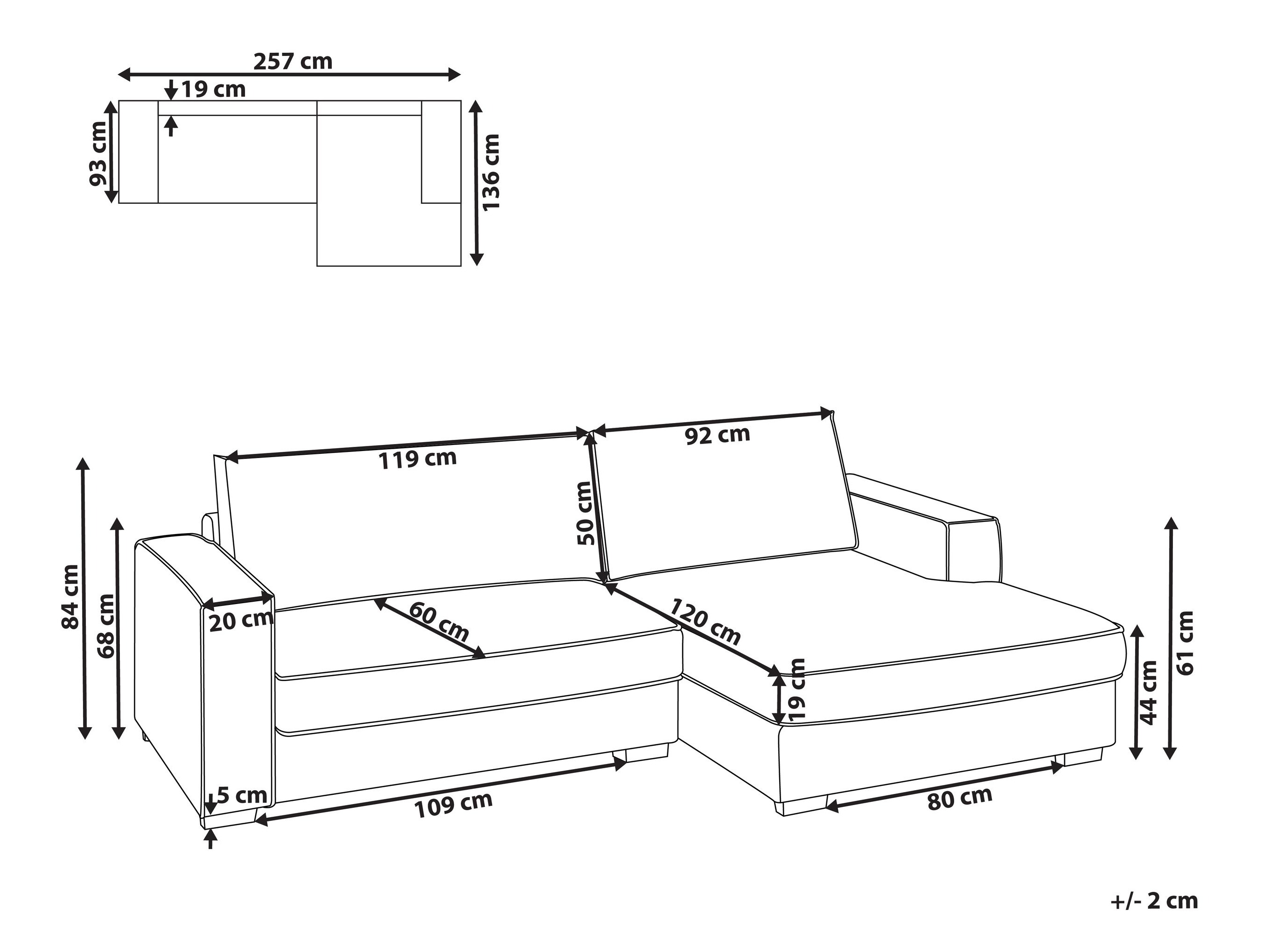 Corner sofa Berwyn 2859 (Light beige)