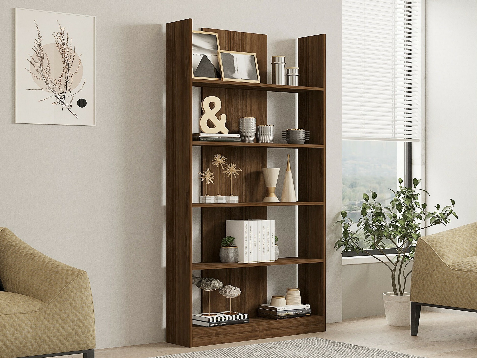 Bookcase Kailua 1100 (Walnut)