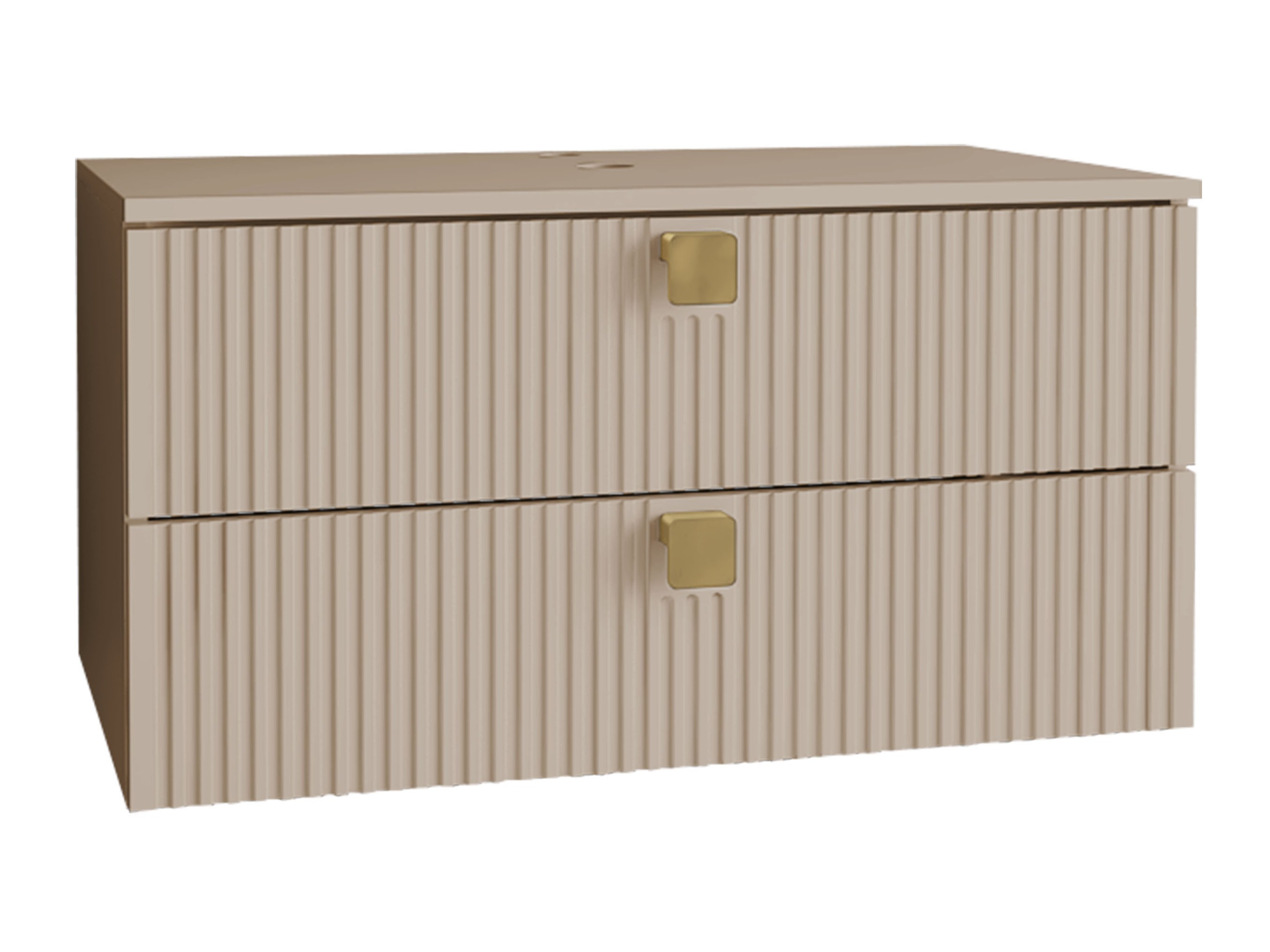 Επιτοίχιο ντουλάπι μπάνιου με υποδοχή νιπτήρα Panium (Ανοιχτό καφέ)