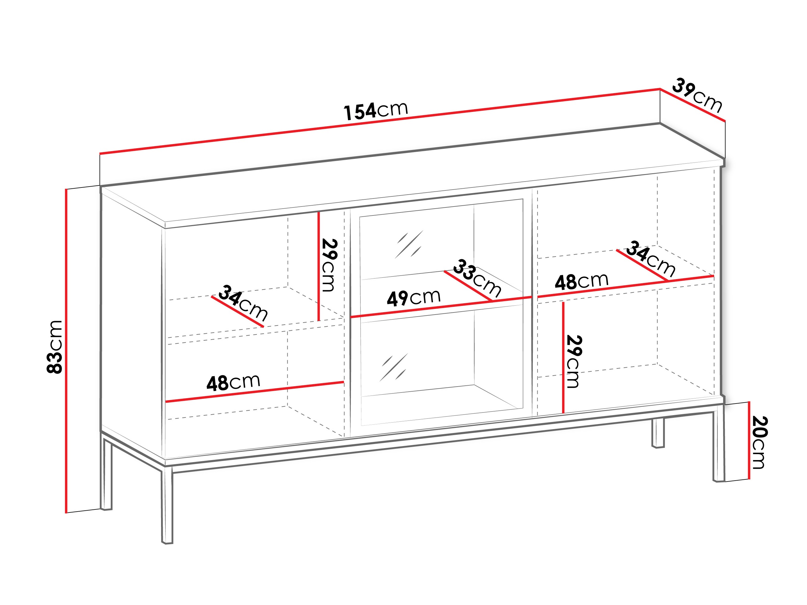 Μπουφέ Manal I (Μαύρο + Δρυς wotan)