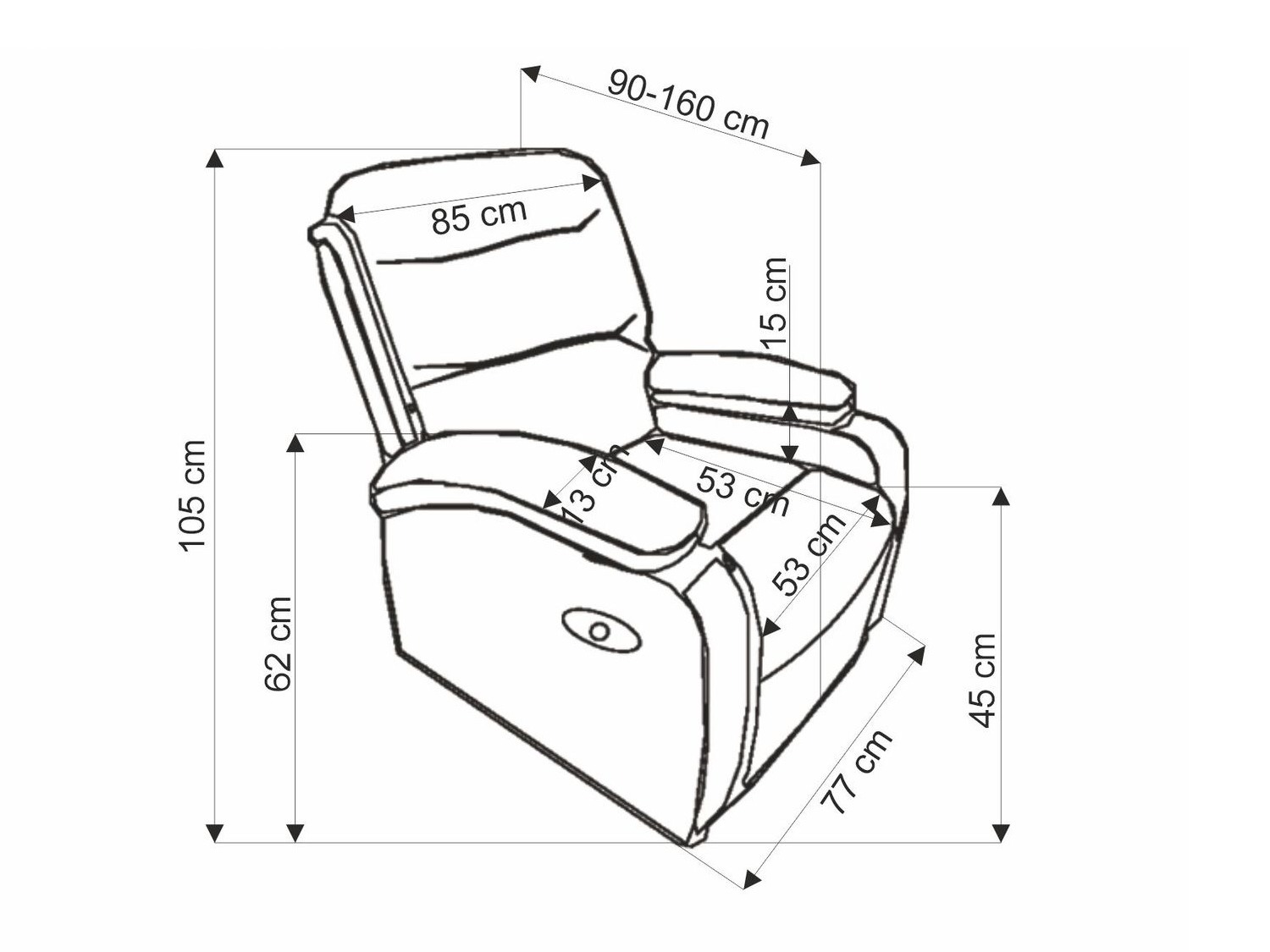 Armchair recliner Houston Terra (Black)