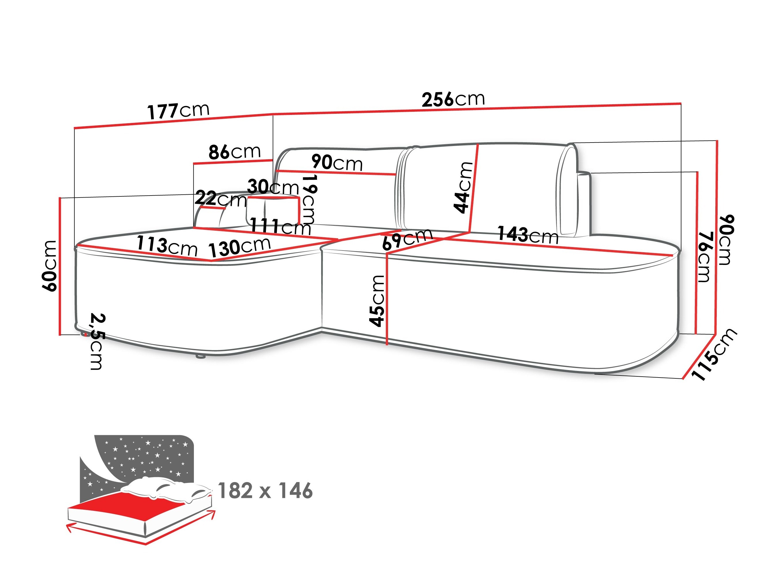 Γωνιακός Καναπές Comfivo Sensus (Coral 65)