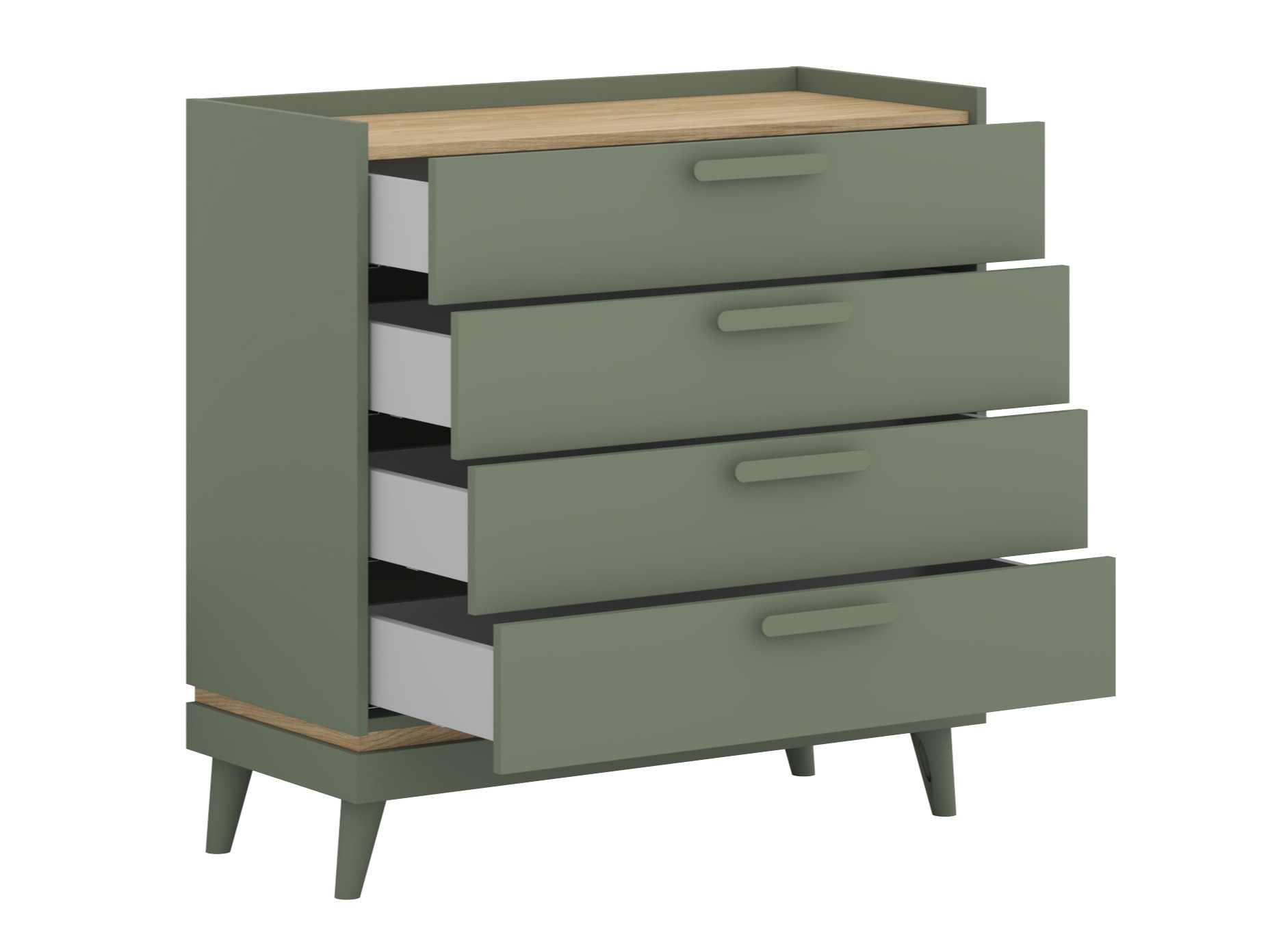 Chest of drawers Fertalu 104 (Green + Oak)