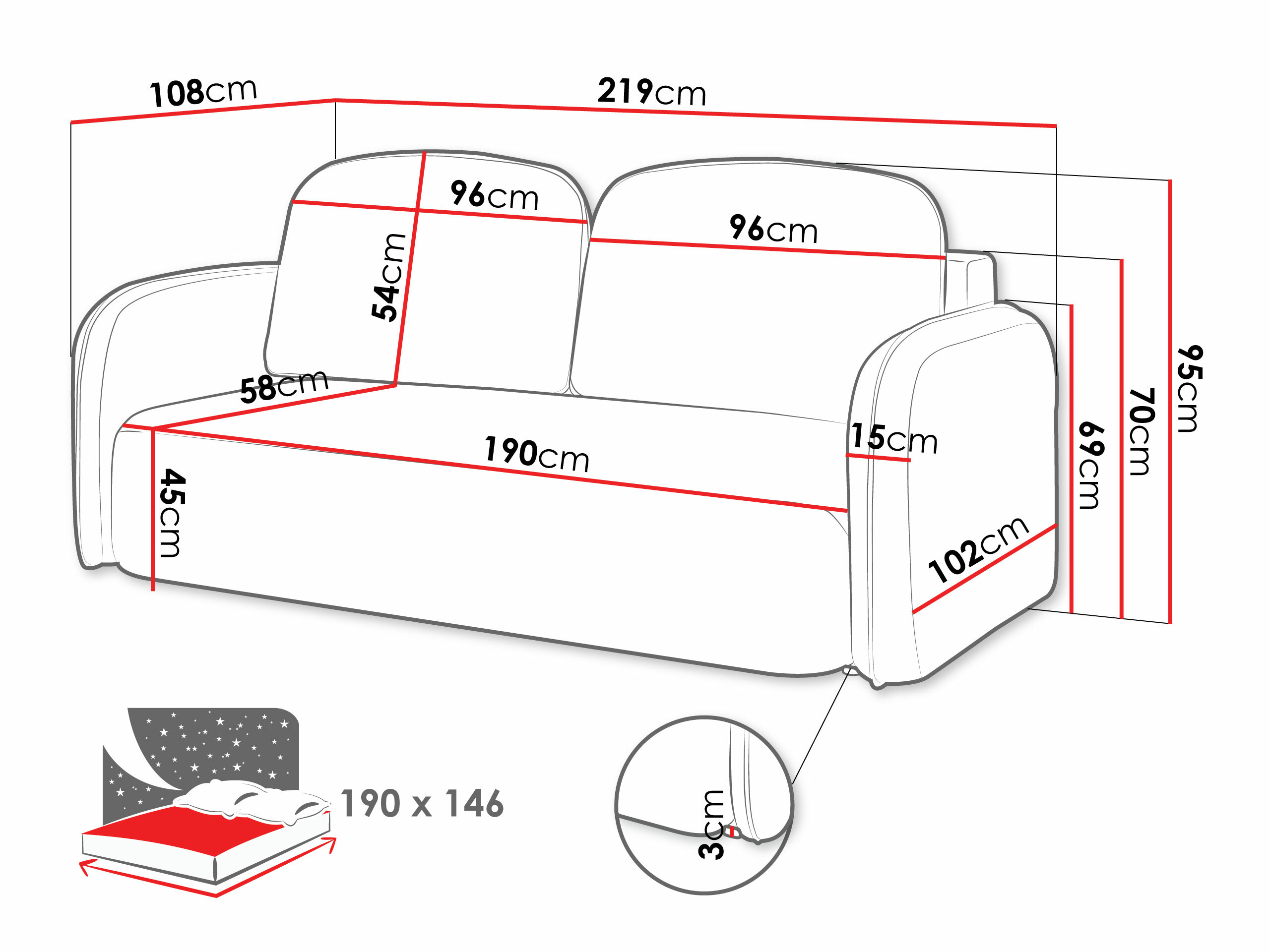 Καναπές-κρεβάτι ComfiDream Lumena (Cremona 52)