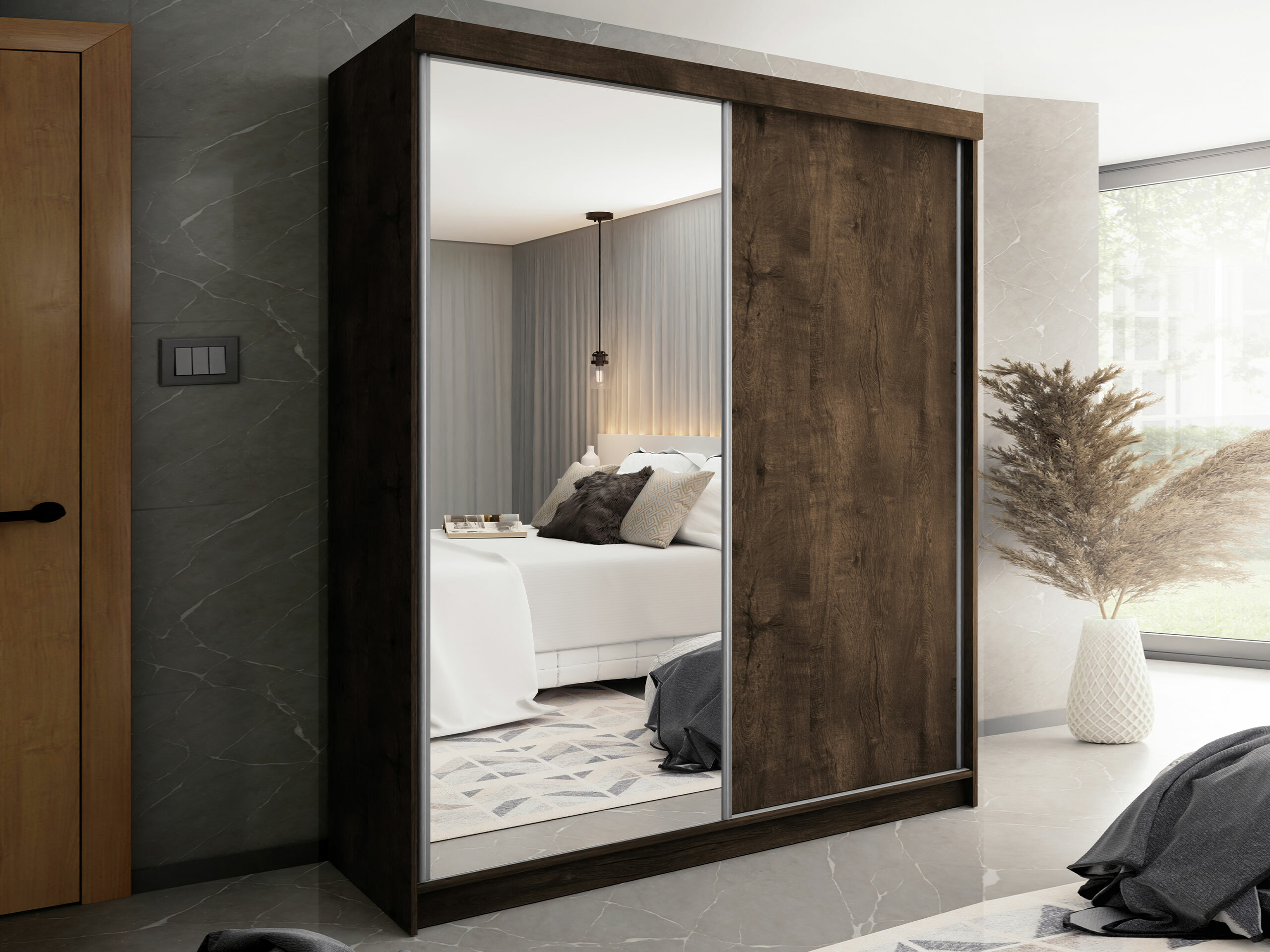 Ντουλάπα Dover 107 (Σκούρα φλαμουριά)