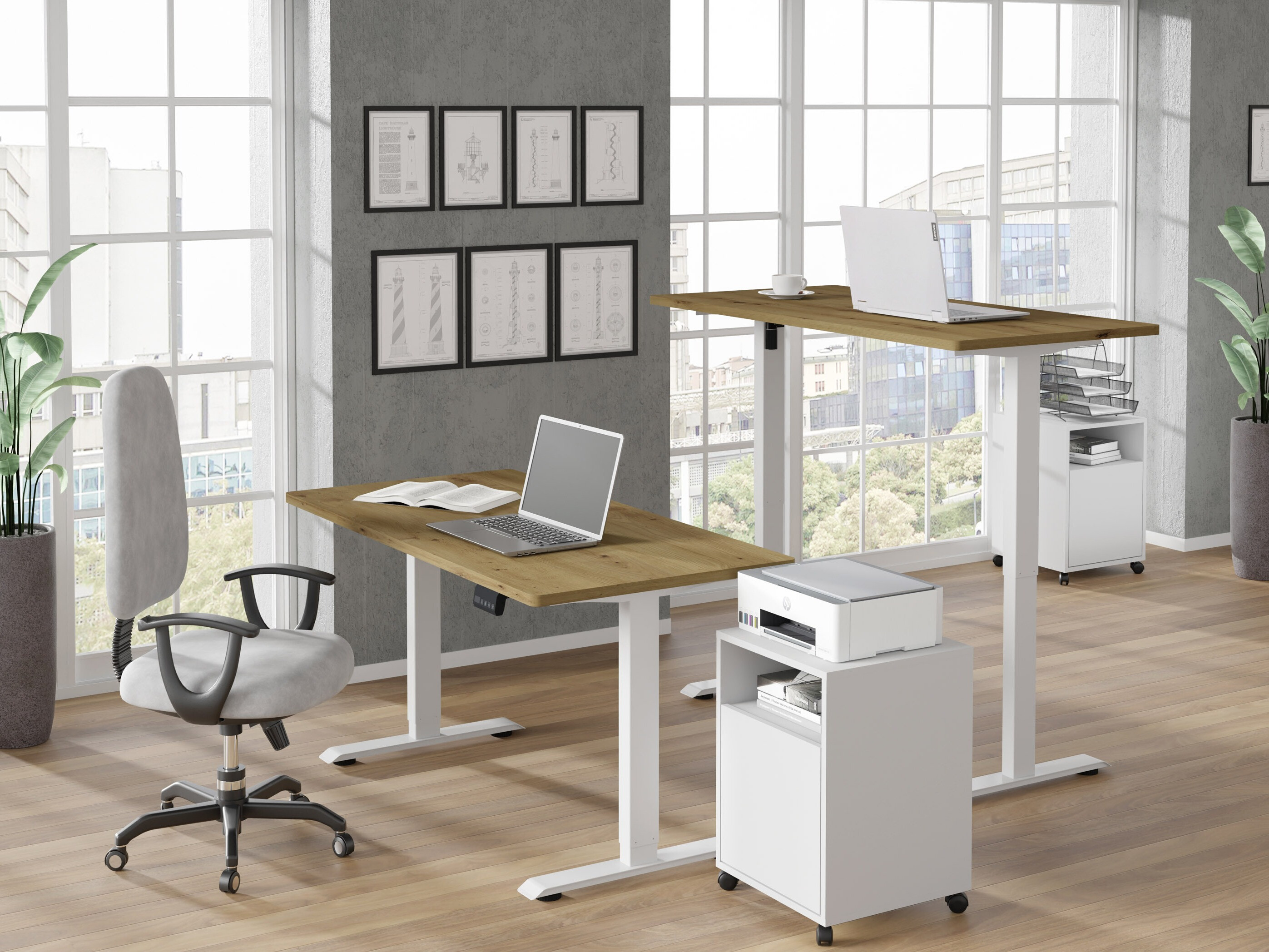 Γραφείο με ρυθμιζόμενο ύψος Buffalo 184 (Άσπρο)