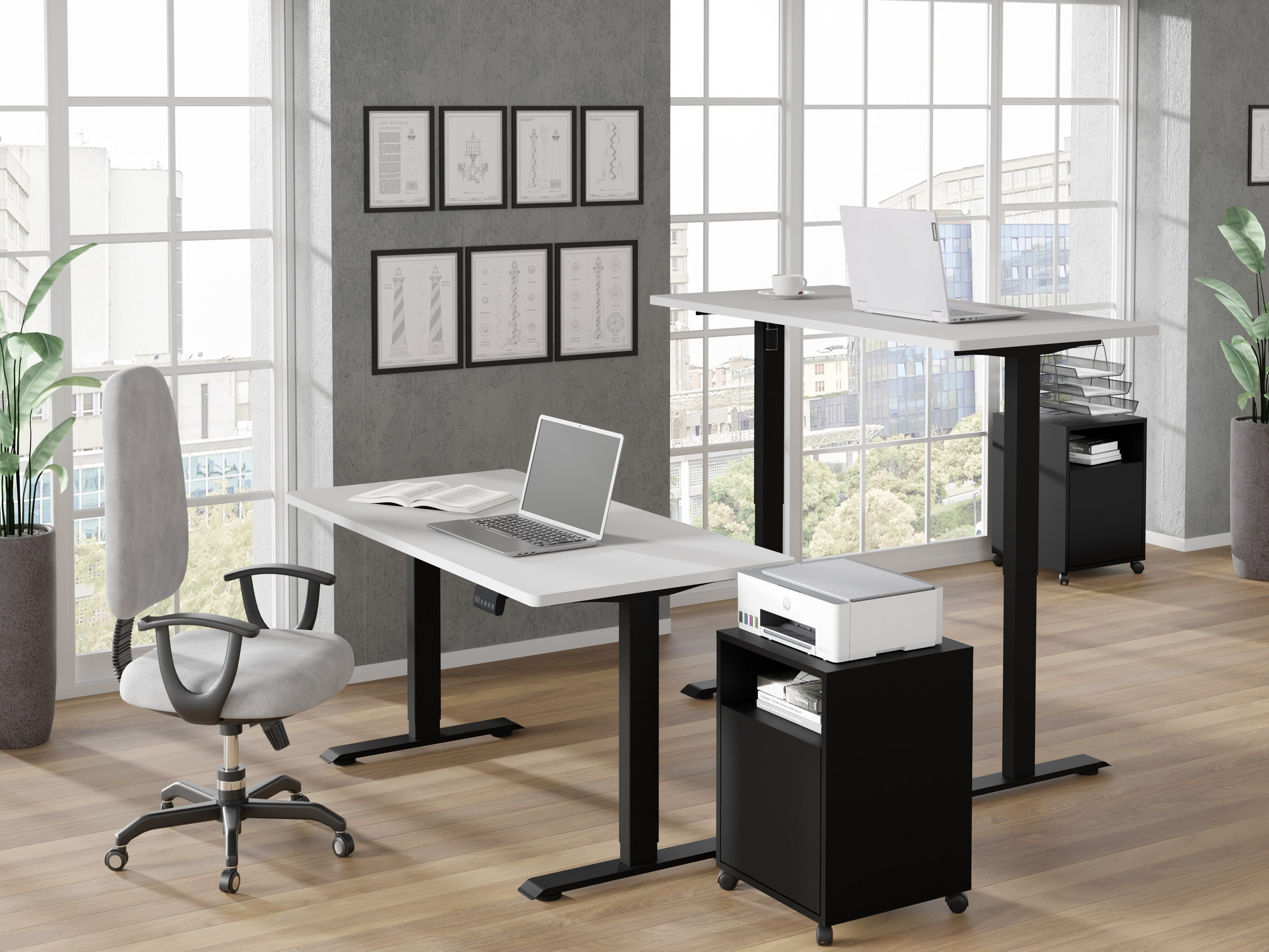 Γραφείο με ρυθμιζόμενο ύψος Buffalo 184 (Μαύρο)