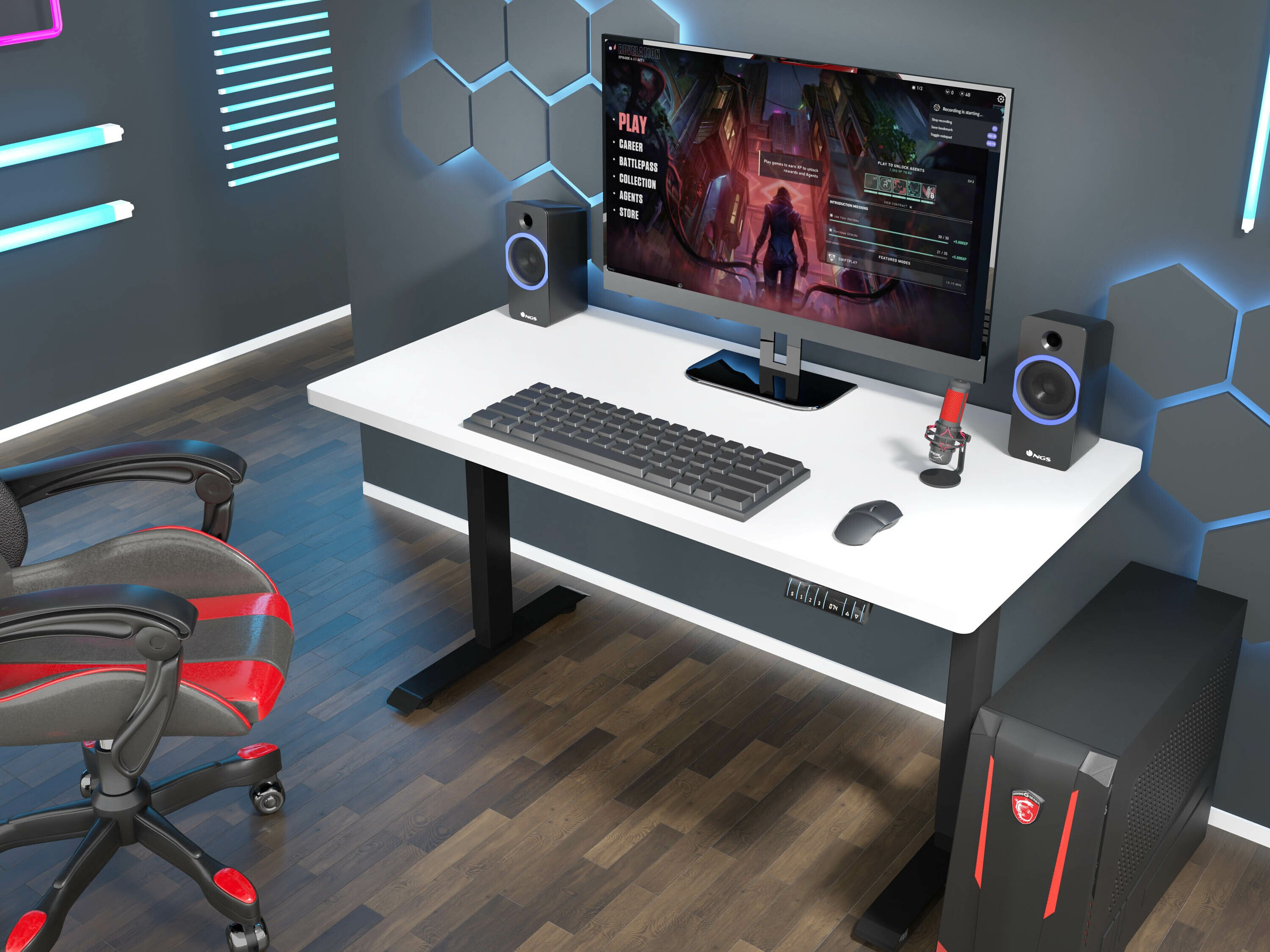 Γραφείο με ρυθμιζόμενο ύψος Buffalo 184 (Μαύρο)