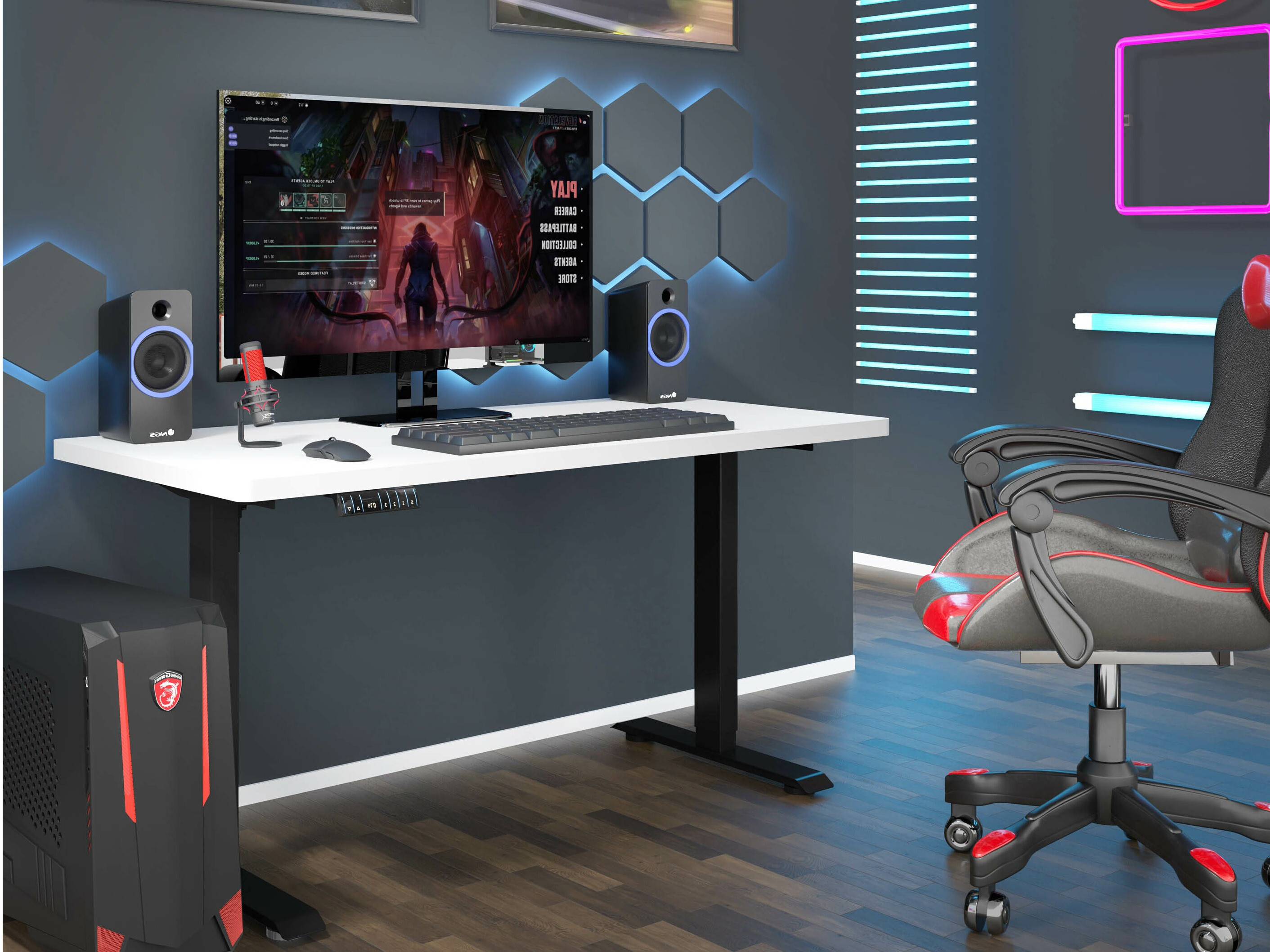 Γραφείο με ρυθμιζόμενο ύψος Buffalo 184 (Μαύρο)