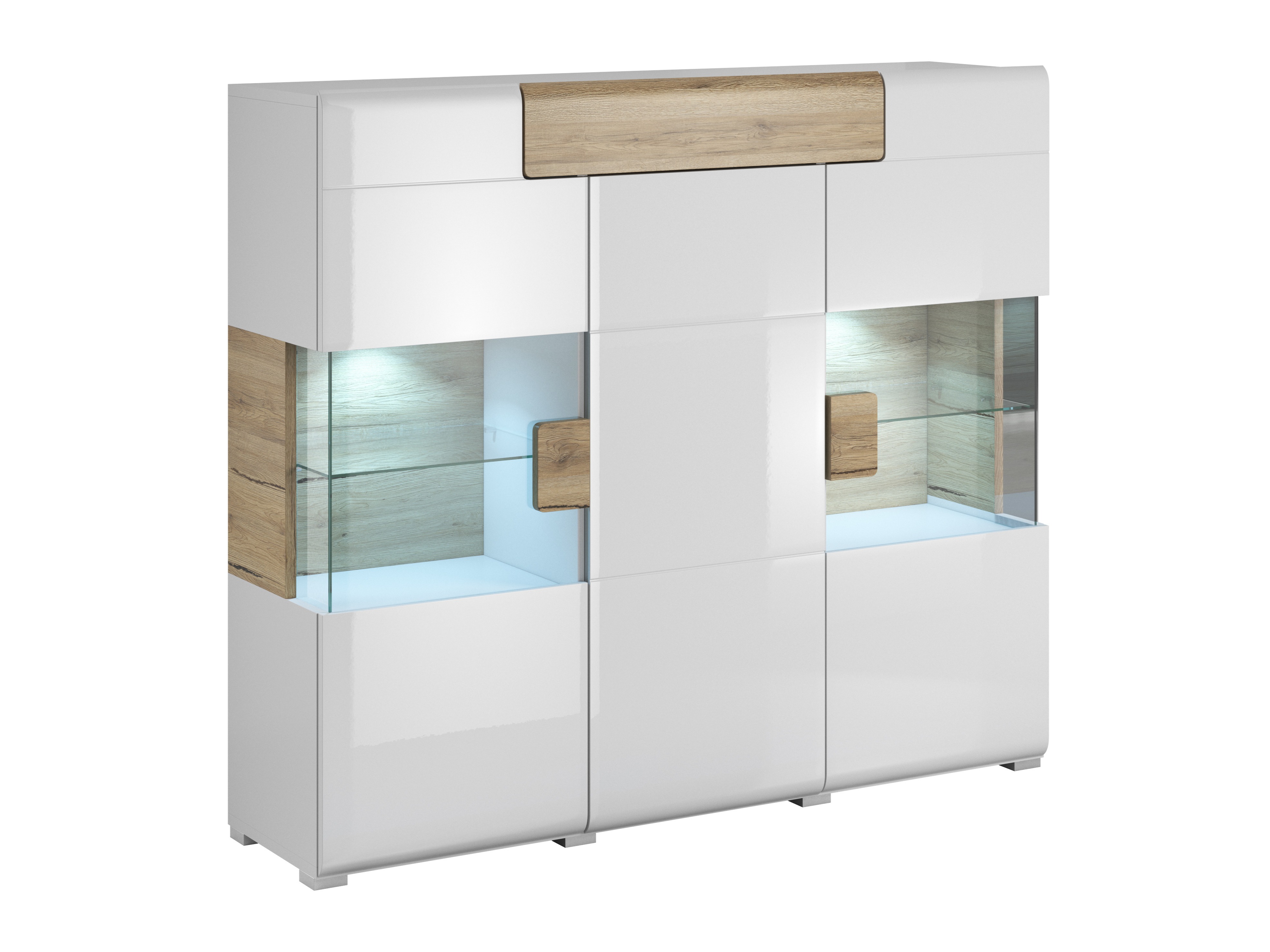 Μπουφέ Torsone 100 (Άσπρο + Γυαλιστερό λευκό + San remo δρυς)