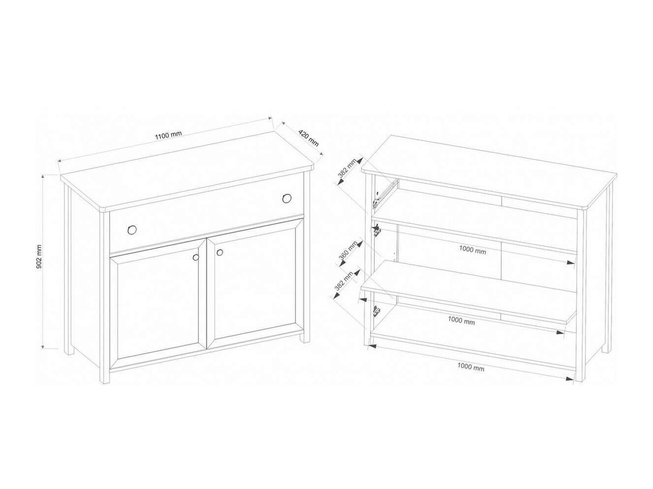Chest of drawers Romelbo 150 (White + Oak)