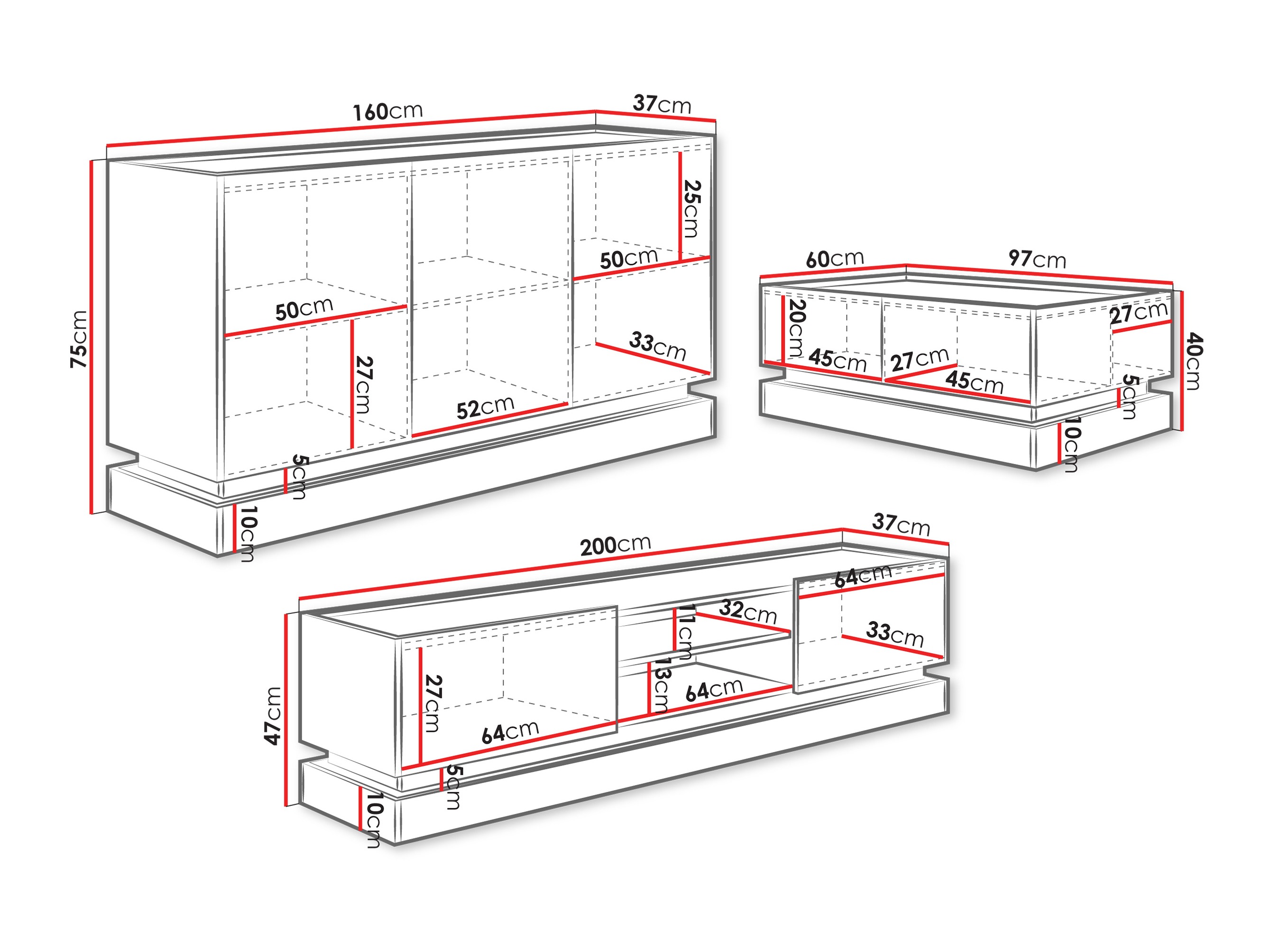 Σετ επίπλων σαλονιού Comfivo Tilia (Μαύρο + Δρυς)