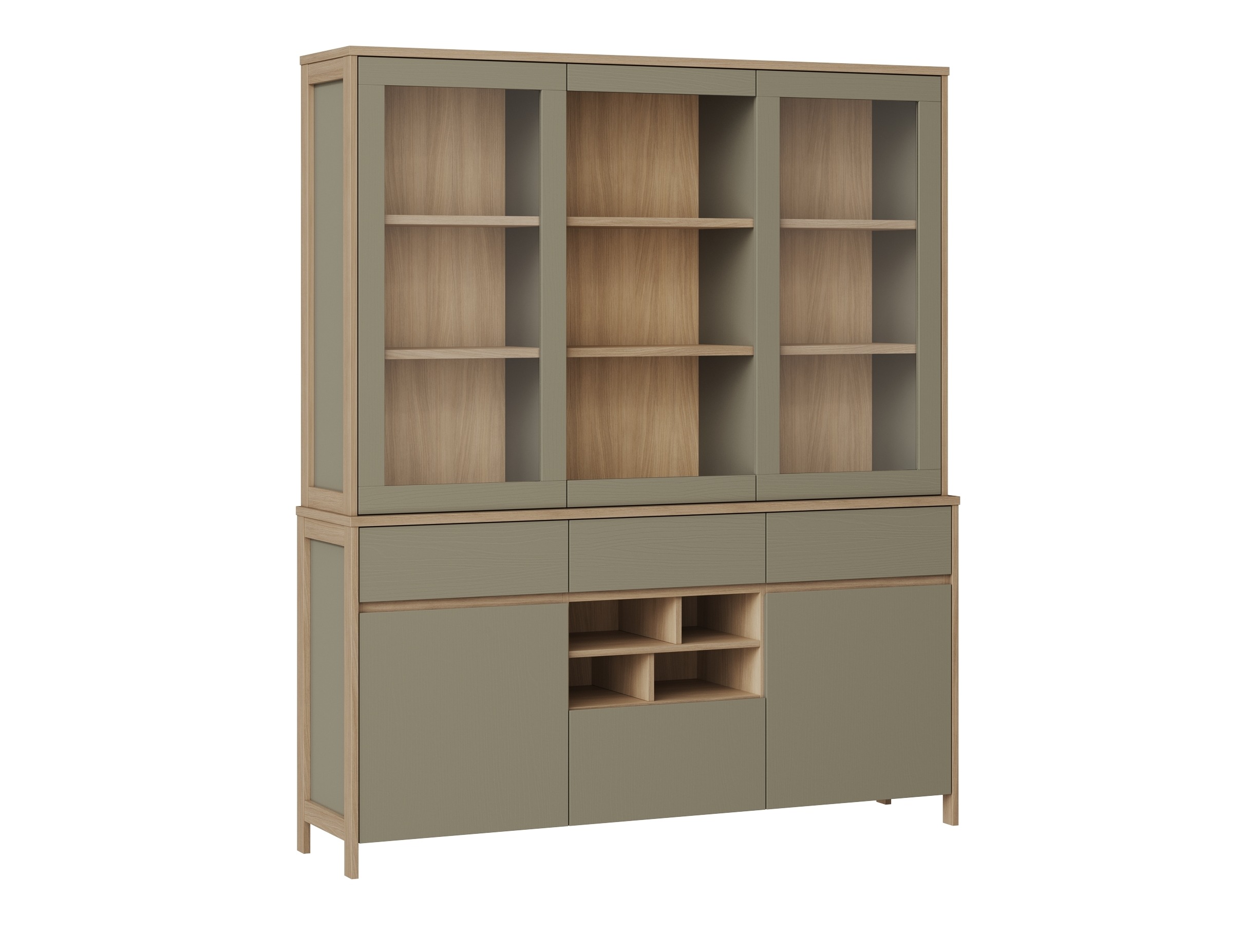 Βιβλιοθήκη Fermaru 100 (Σκονισμένο πράσινο + Δρυς)