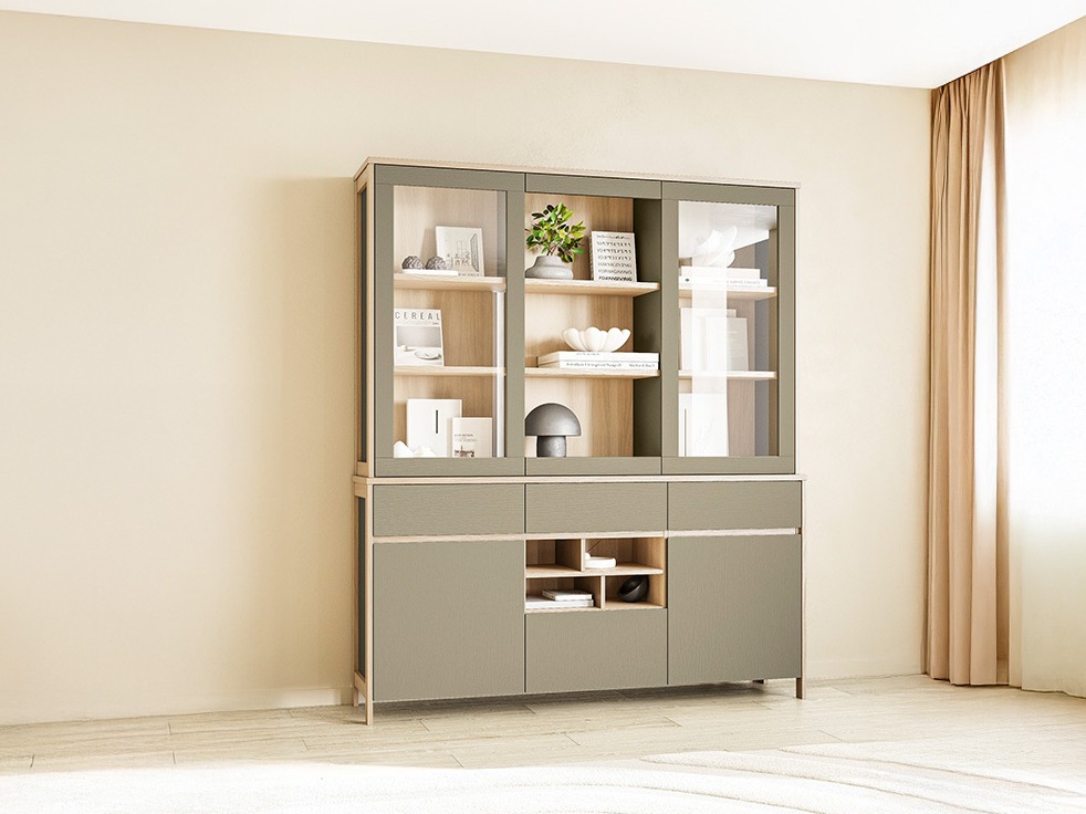 Βιβλιοθήκη Fermaru 100 (Σκονισμένο πράσινο + Δρυς)