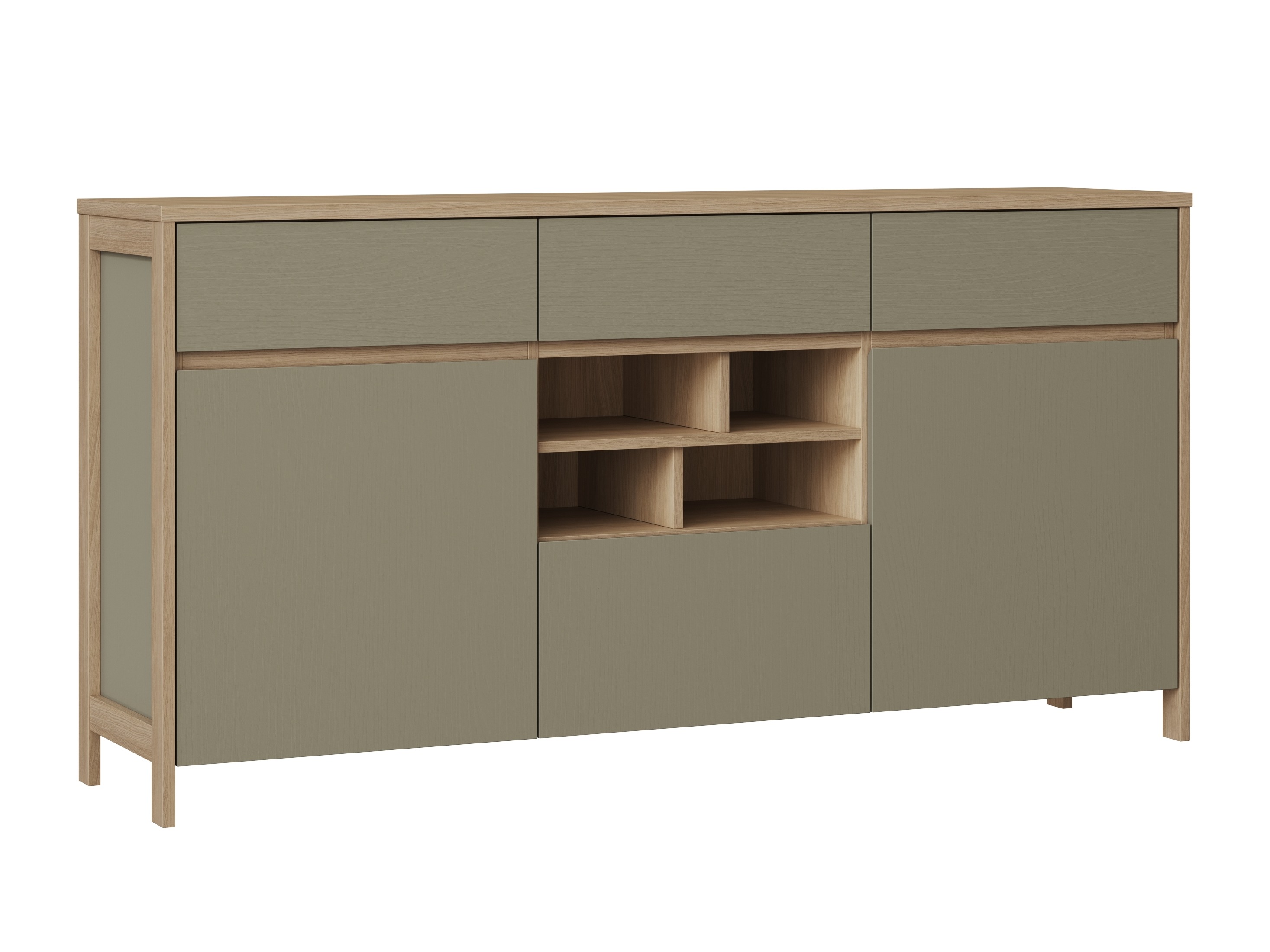 Chest of drawers Fermaru 104 (Dusty green + Oak)