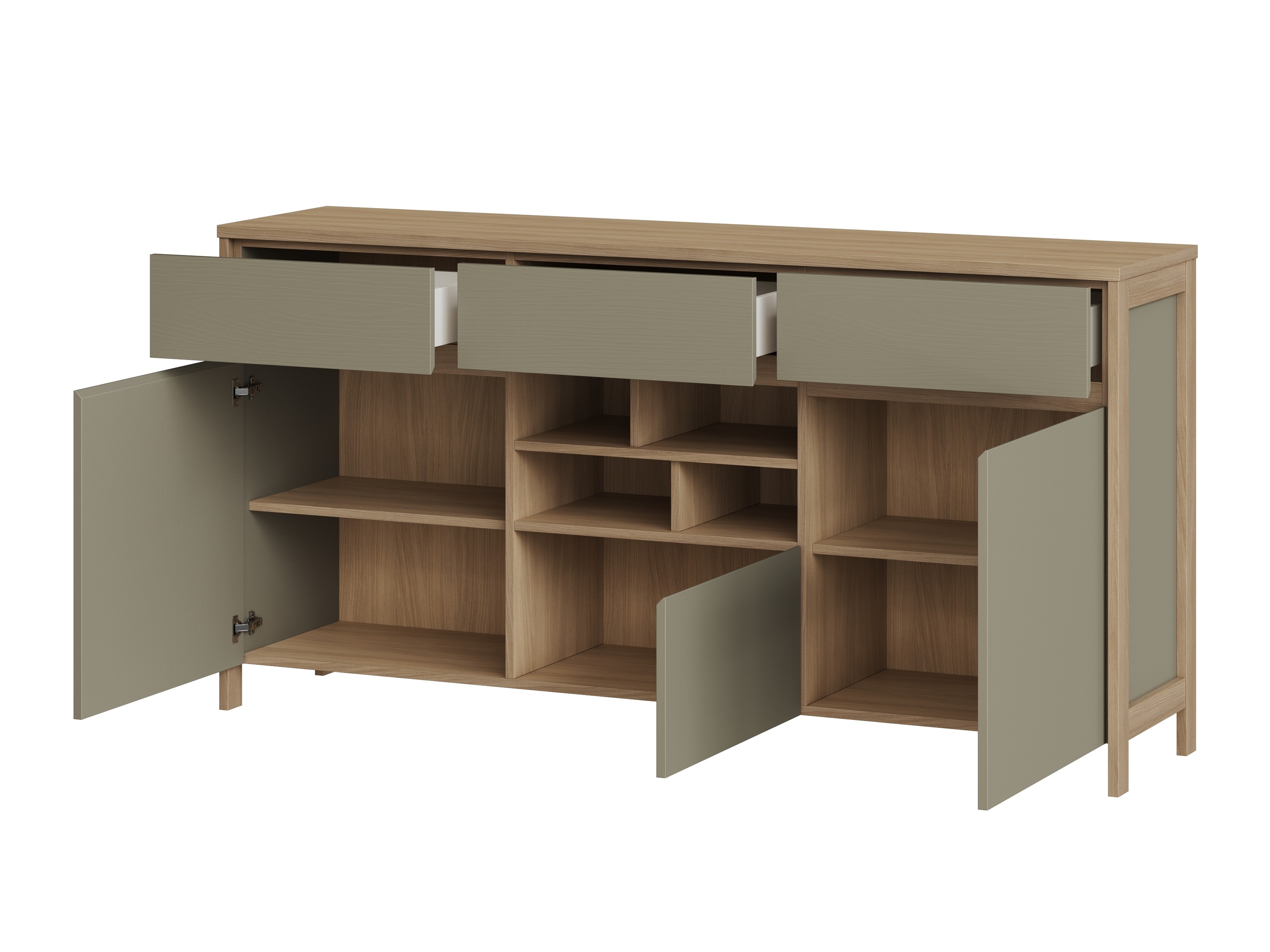 Chest of drawers Fermaru 104 (Dusty green + Oak)