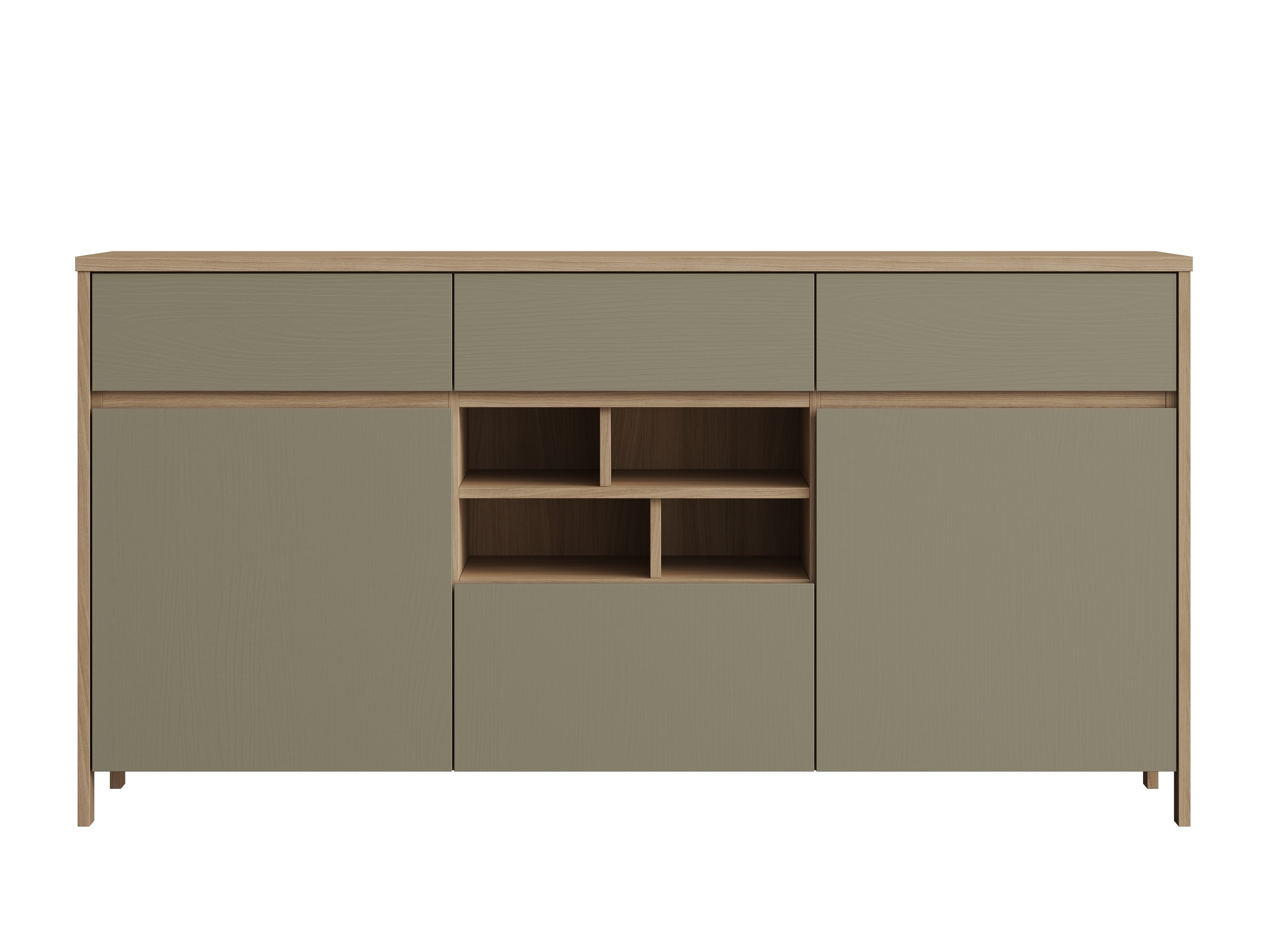 Chest of drawers Fermaru 104 (Dusty green + Oak)