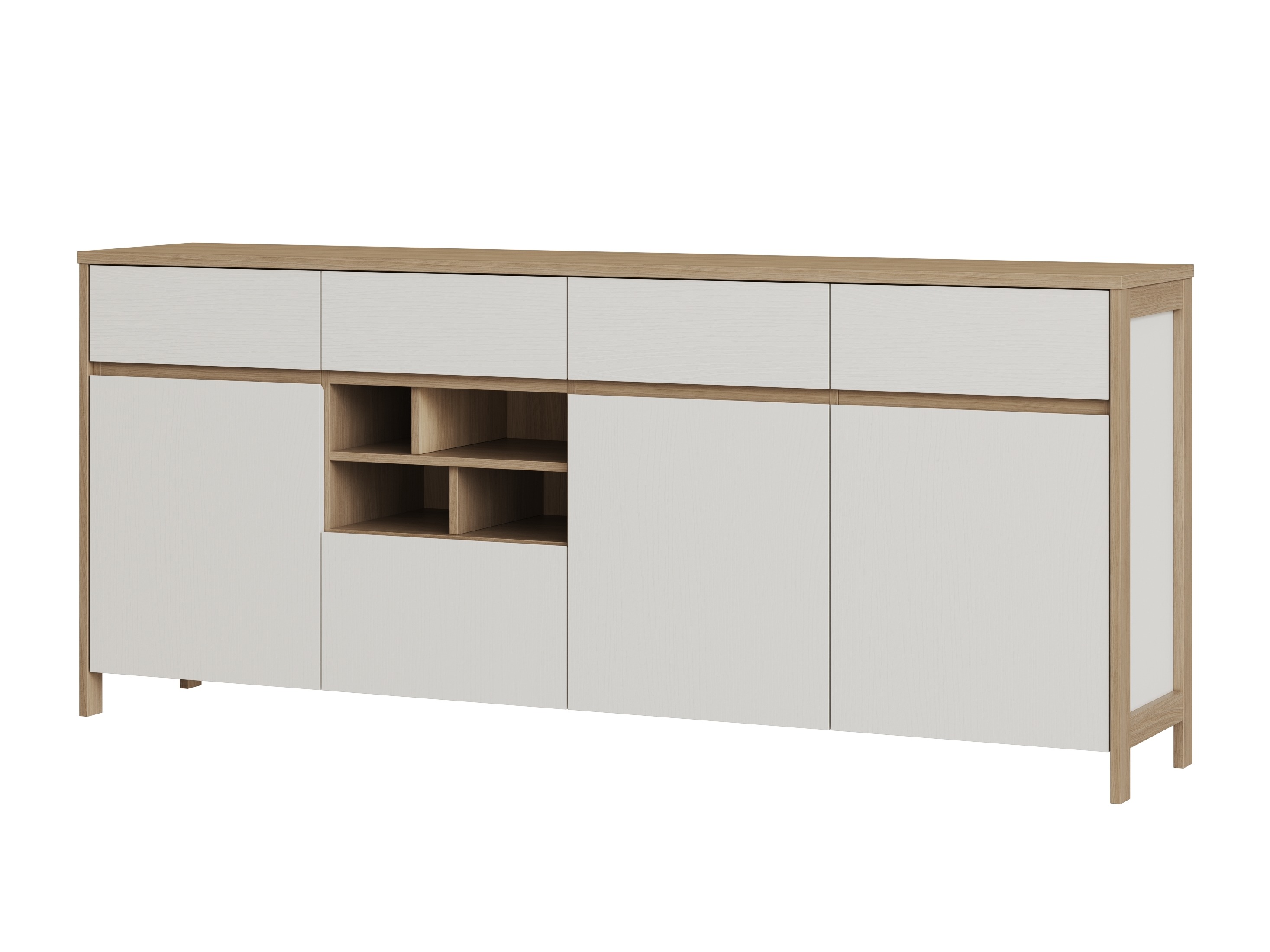Chest of drawers Fermaru 105 (White + Oak)