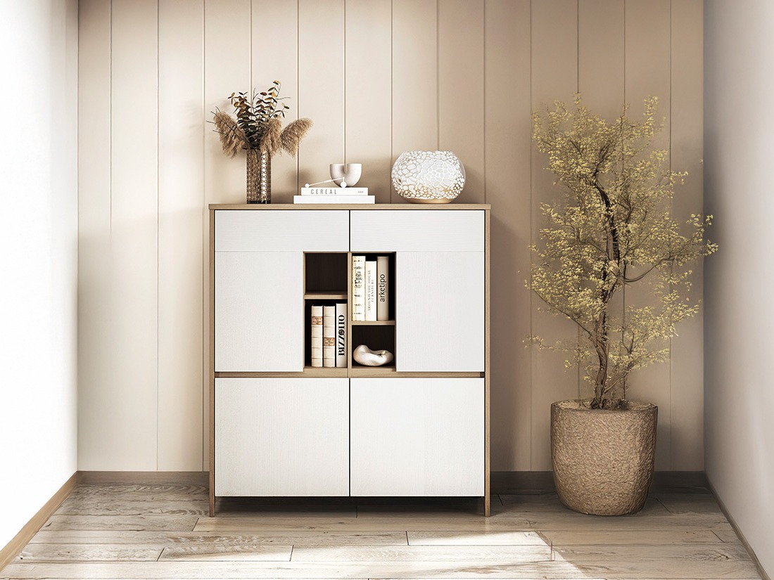 Sideboard Fermaru 106 (White + Oak)