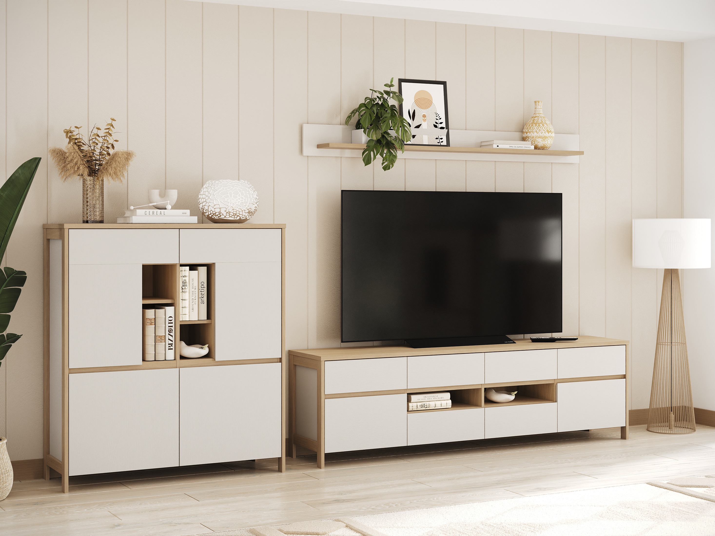 Living room set Fermaru 112 (White + Oak)