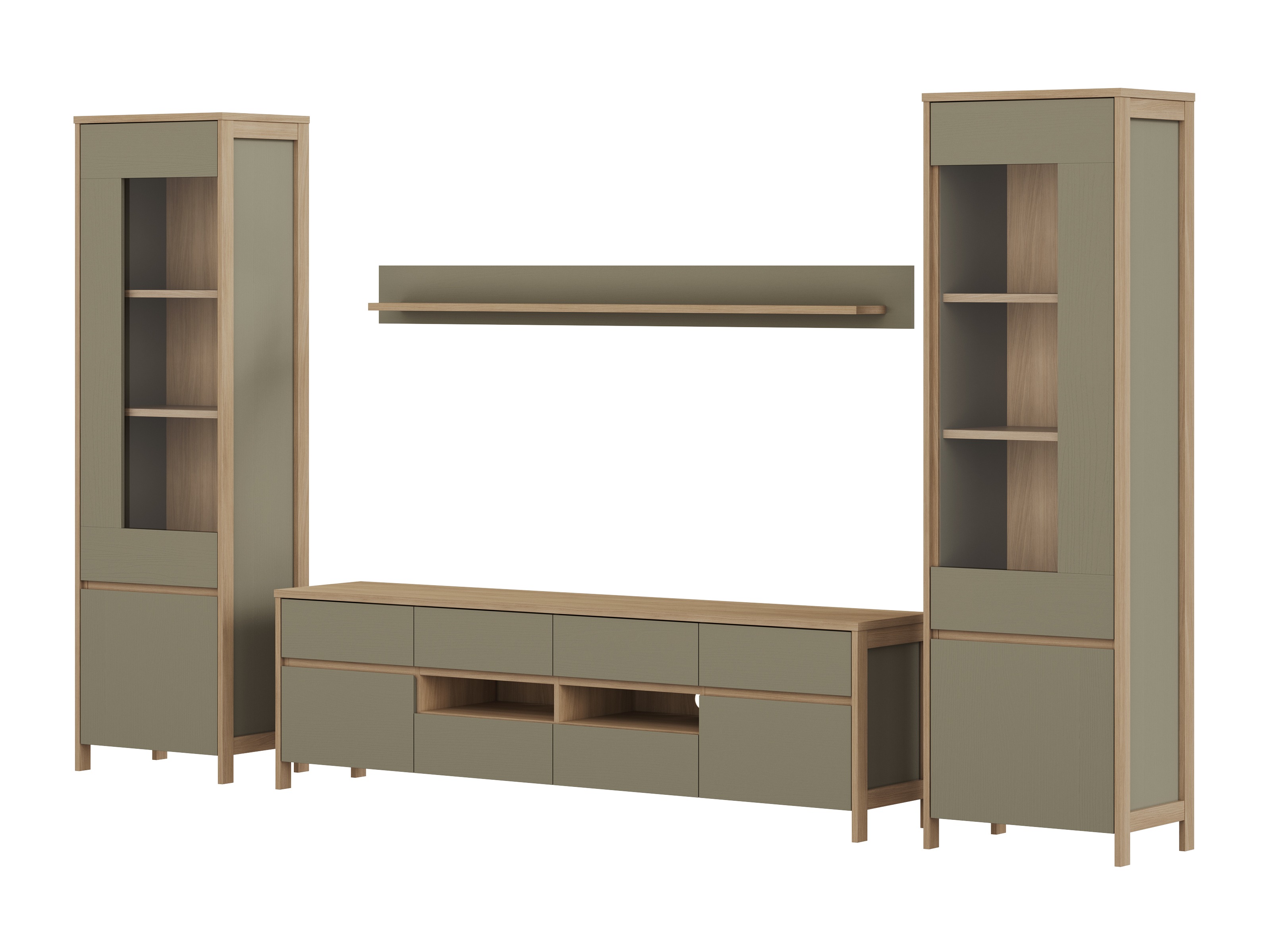 Σετ επίπλων σαλονιού Fermaru 111 (Σκονισμένο πράσινο + Δρυς)