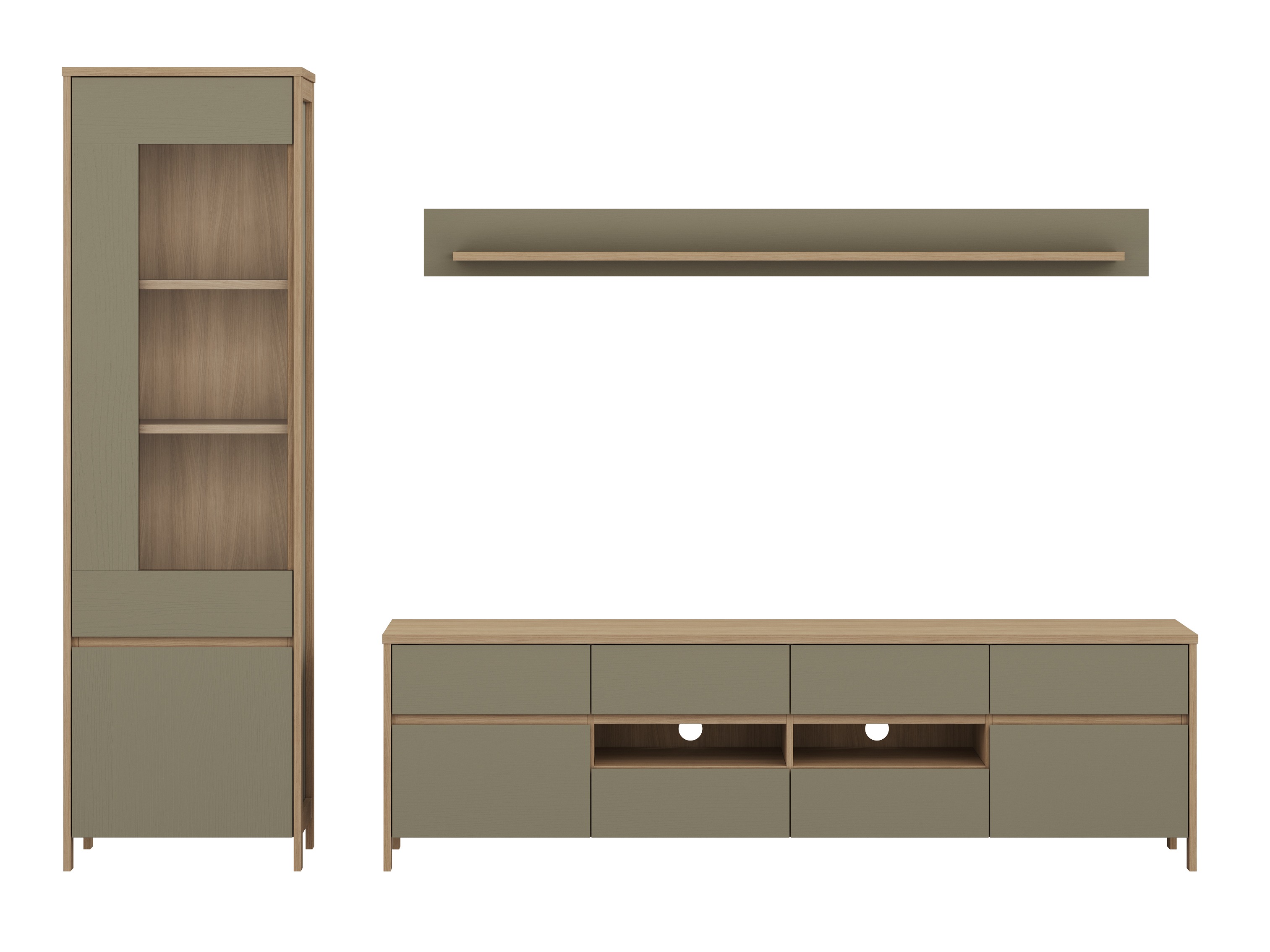 Σετ επίπλων σαλονιού Fermaru 113 (Σκονισμένο πράσινο + Δρυς)