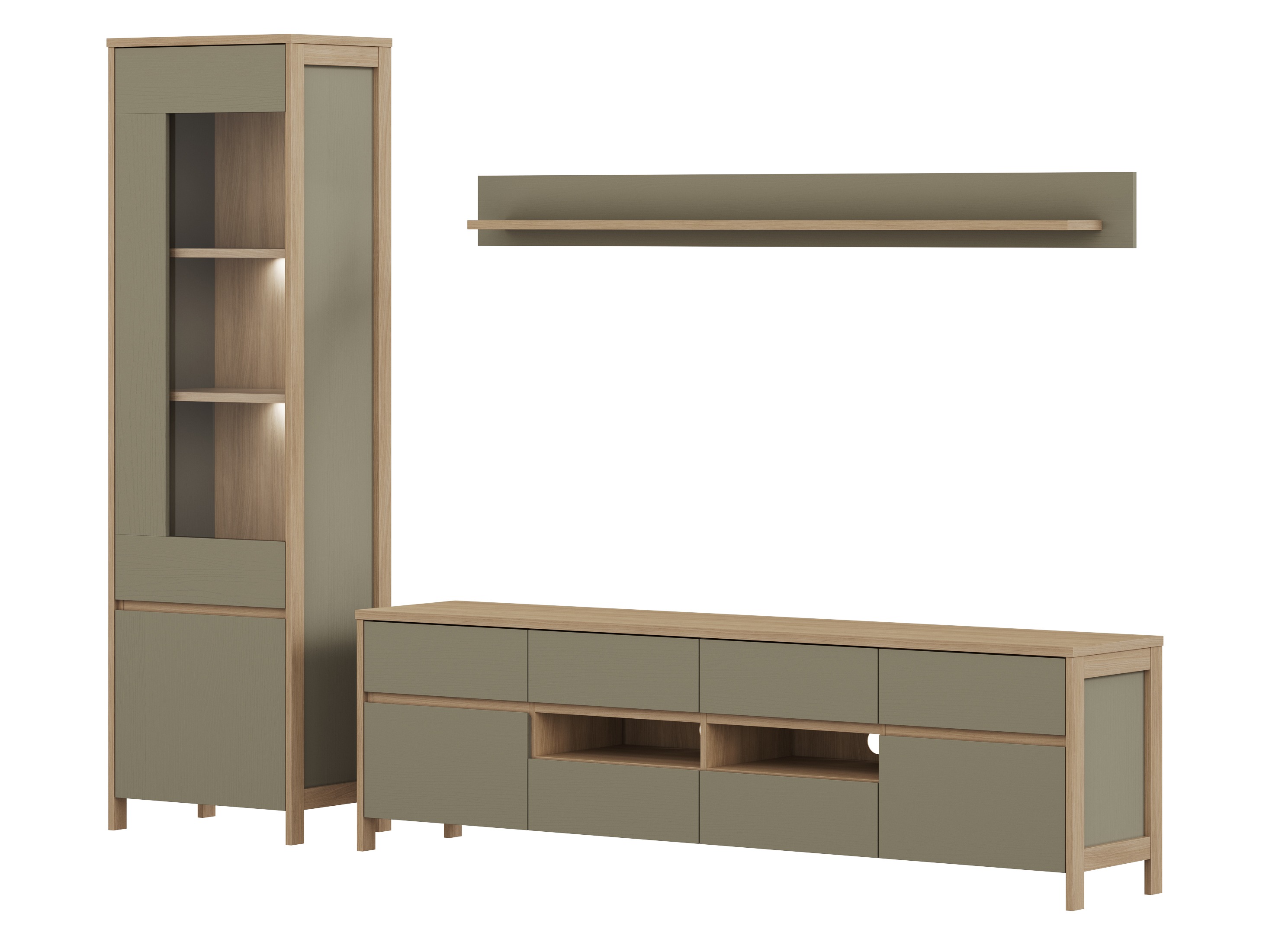 Σετ επίπλων σαλονιού Fermaru 113 (Σκονισμένο πράσινο + Δρυς)