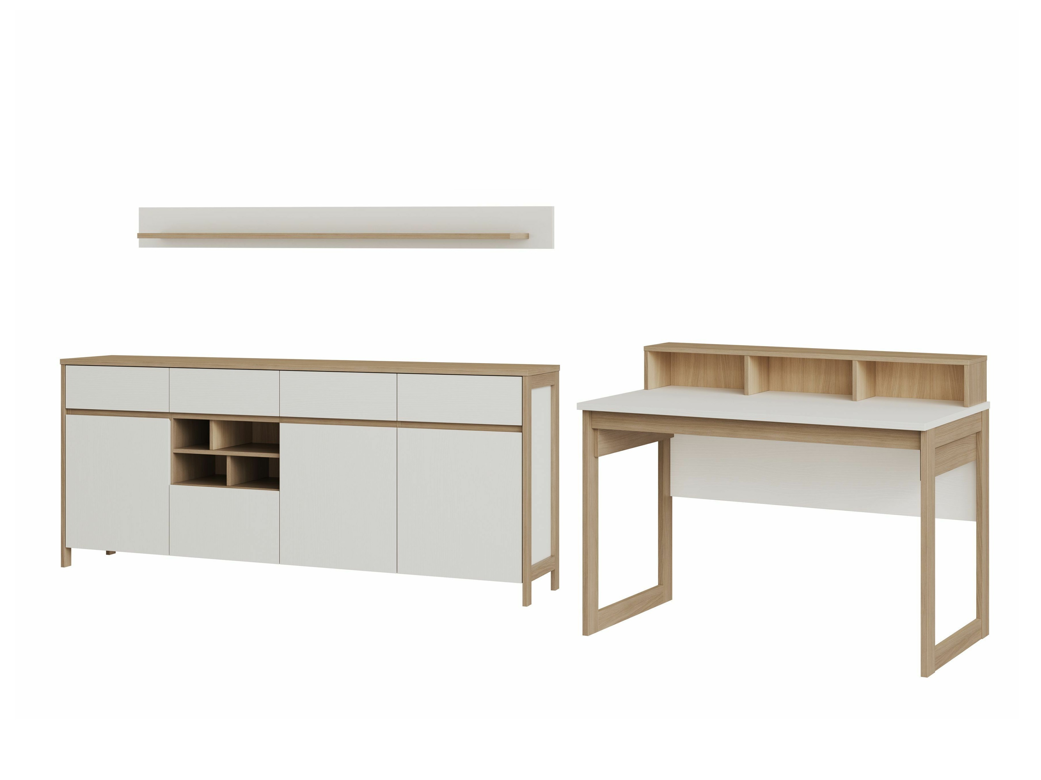 Home office set Fermaru 117 (White + Oak)