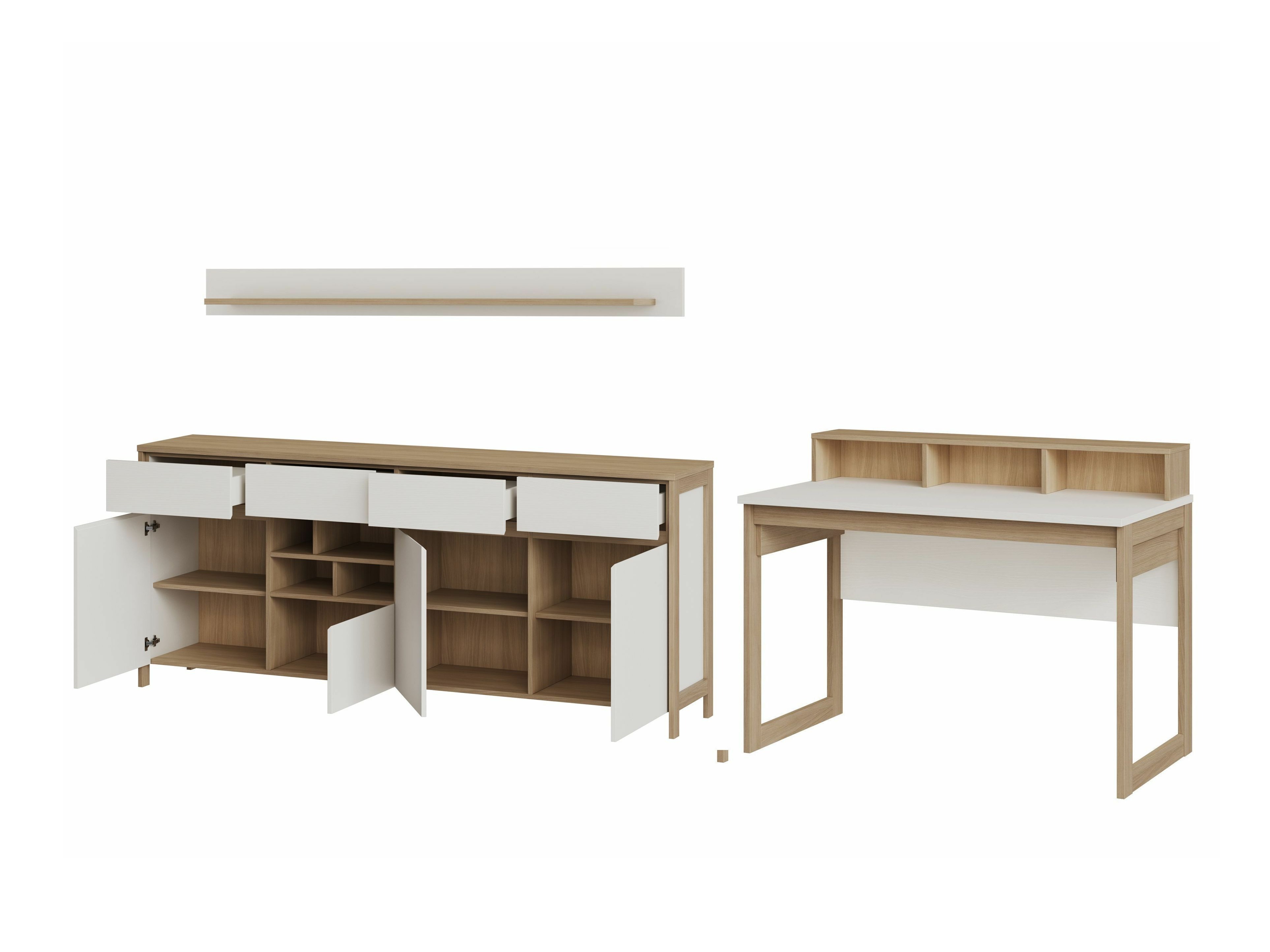 Home office set Fermaru 117 (White + Oak)