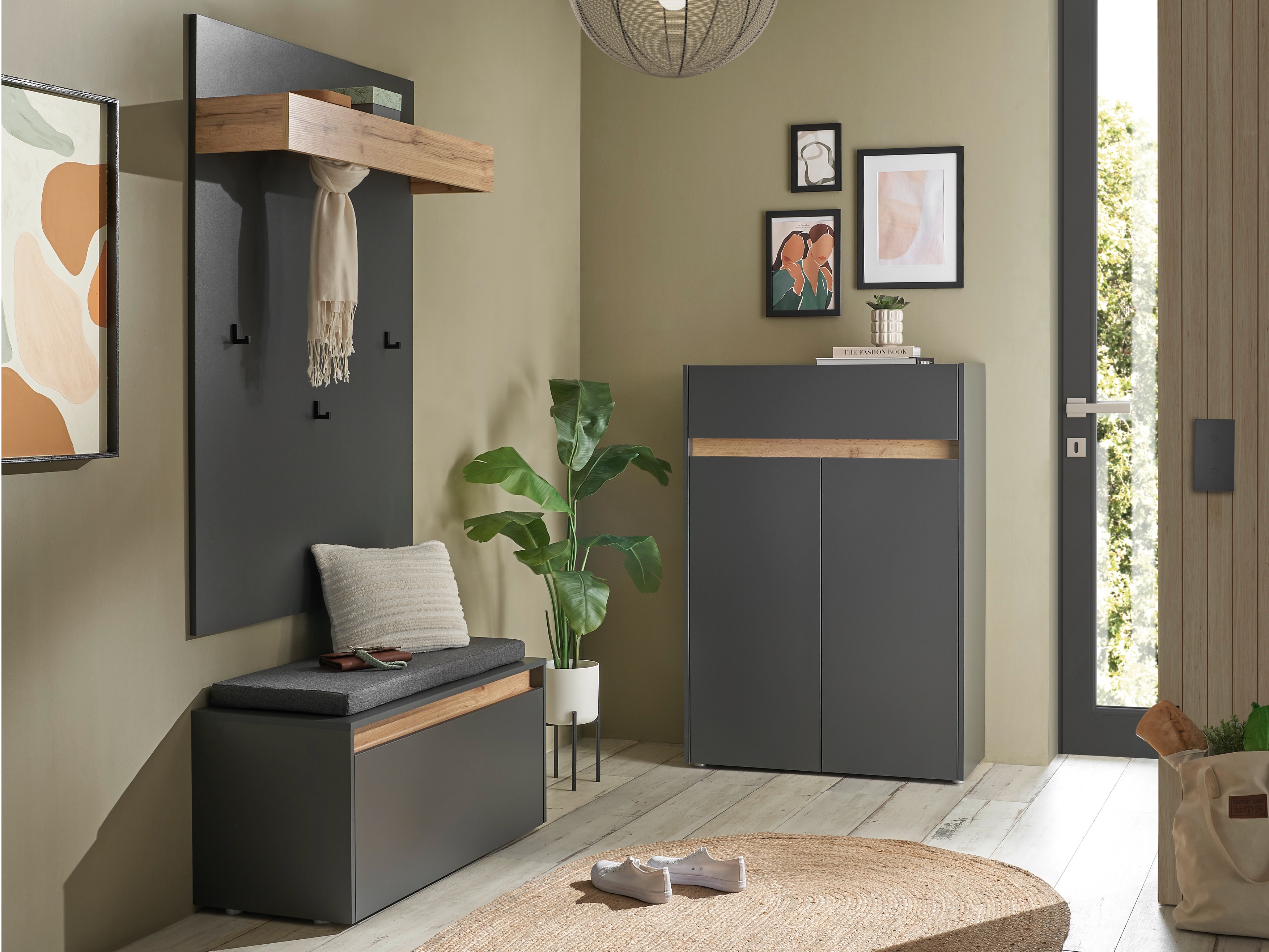 Hallway set Elbsori 176 (Anthracite + Wotan Oak)
