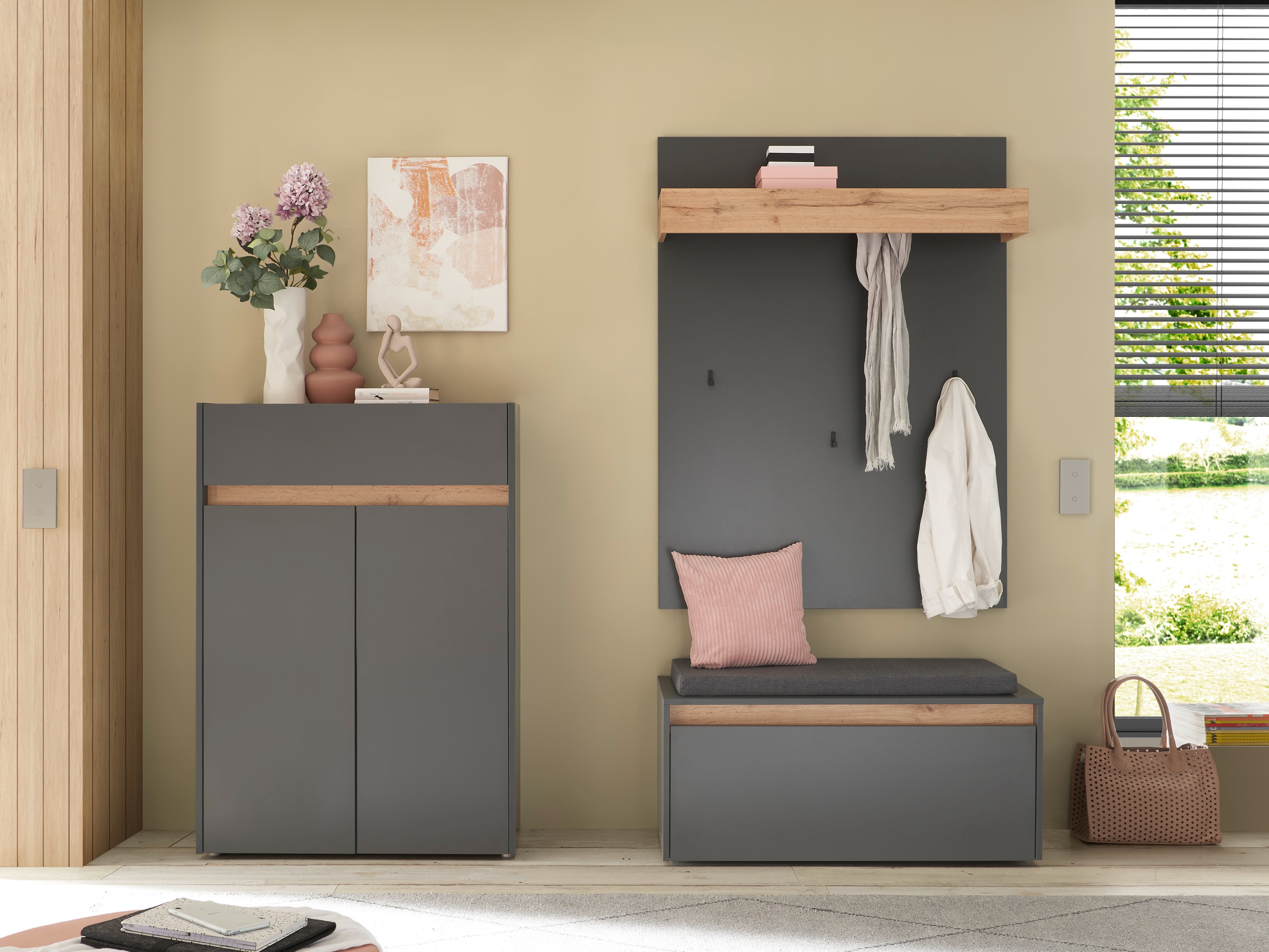 Hallway set Elbsori 176 (Anthracite + Wotan Oak)