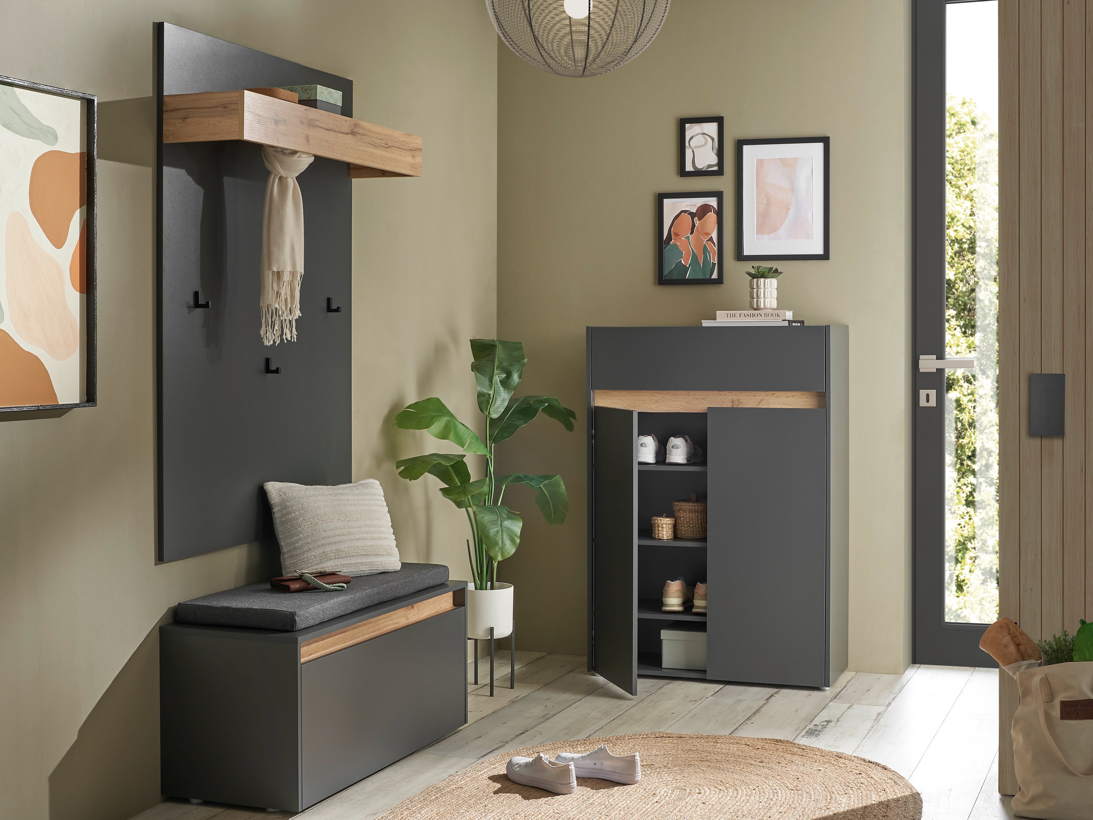 Hallway set Elbsori 176 (Anthracite + Wotan Oak)