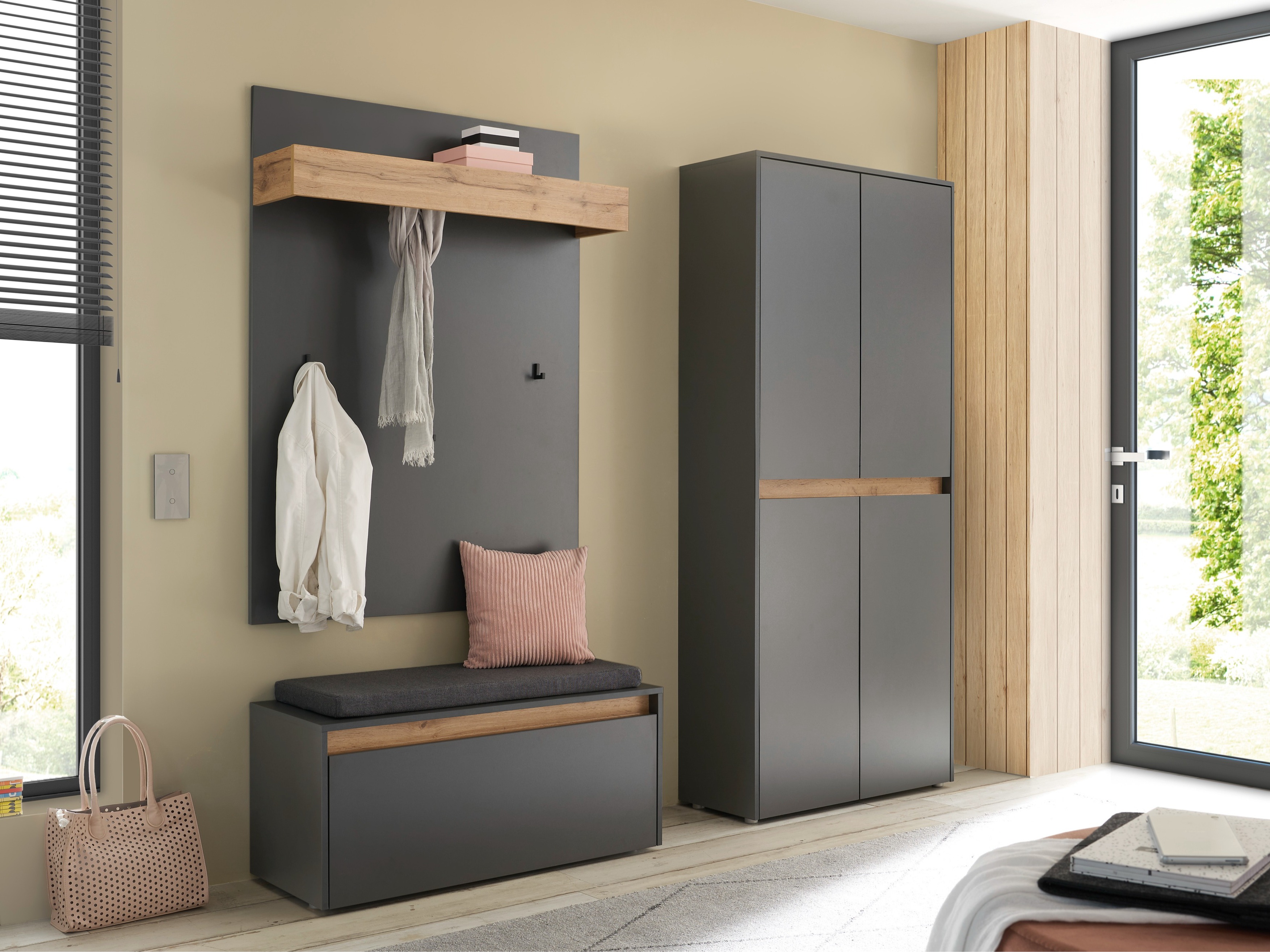 Hallway set Elbsori 177 (Anthracite + Wotan Oak)