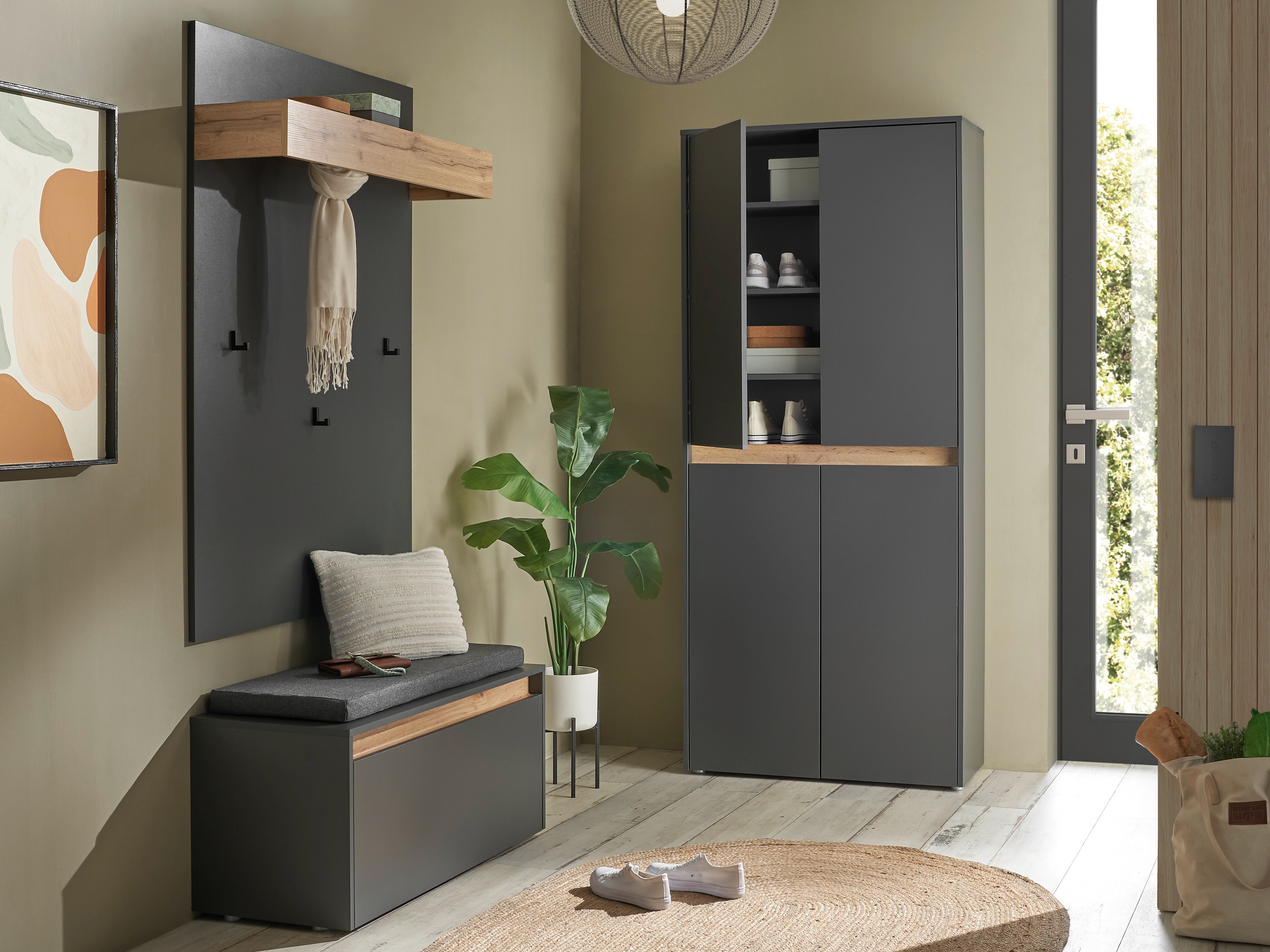 Hallway set Elbsori 177 (Anthracite + Wotan Oak)