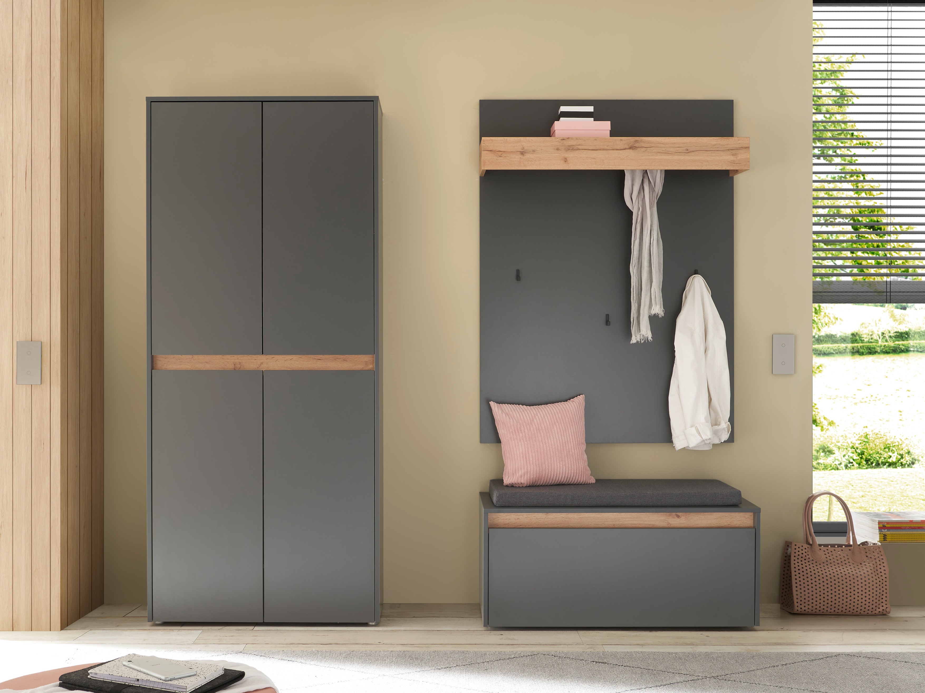 Hallway set Elbsori 177 (Anthracite + Wotan Oak)