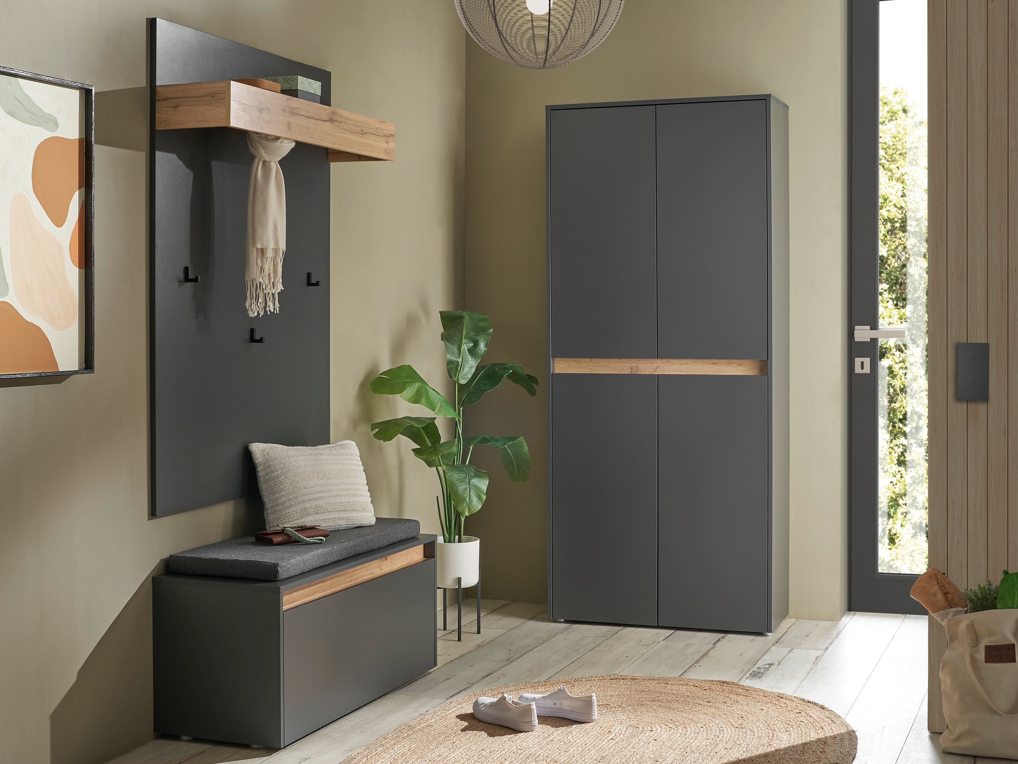 Hallway set Elbsori 177 (Anthracite + Wotan Oak)