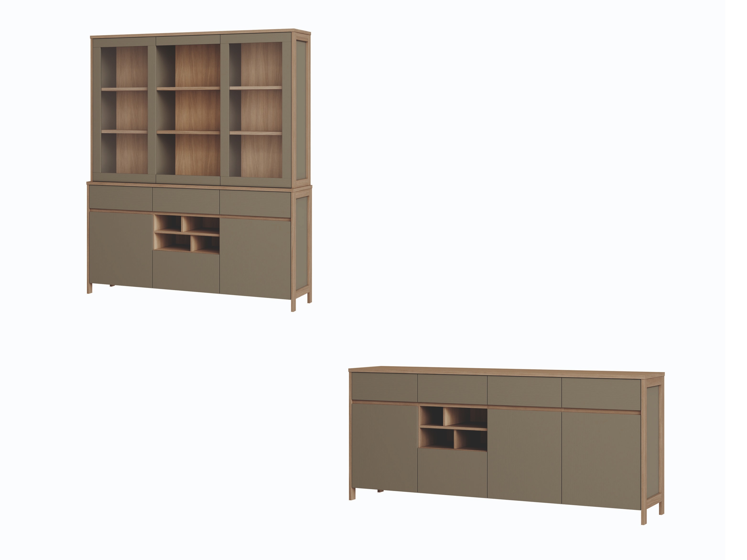 Σετ επίπλων Fermaru 114 (Σκονισμένο πράσινο + Δρυς)