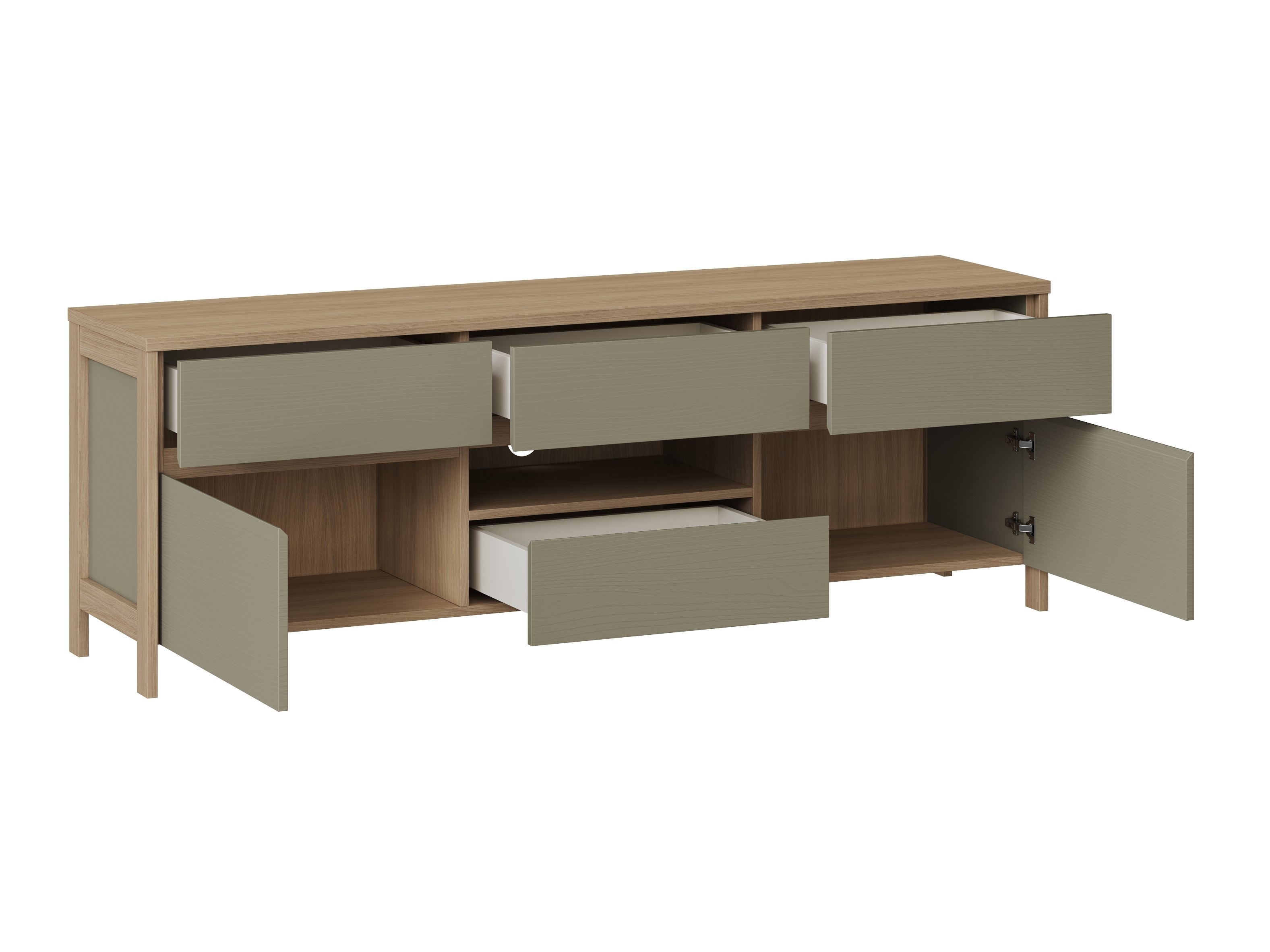 Σετ επίπλων σαλονιού Fermaru 110 (Σκονισμένο πράσινο + Δρυς)